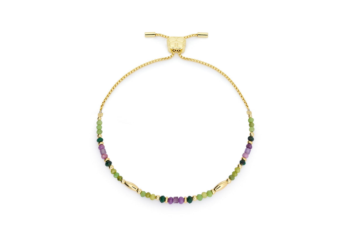 Nasrin Green Jade & Amethyst Gemstone Slider Bracelet