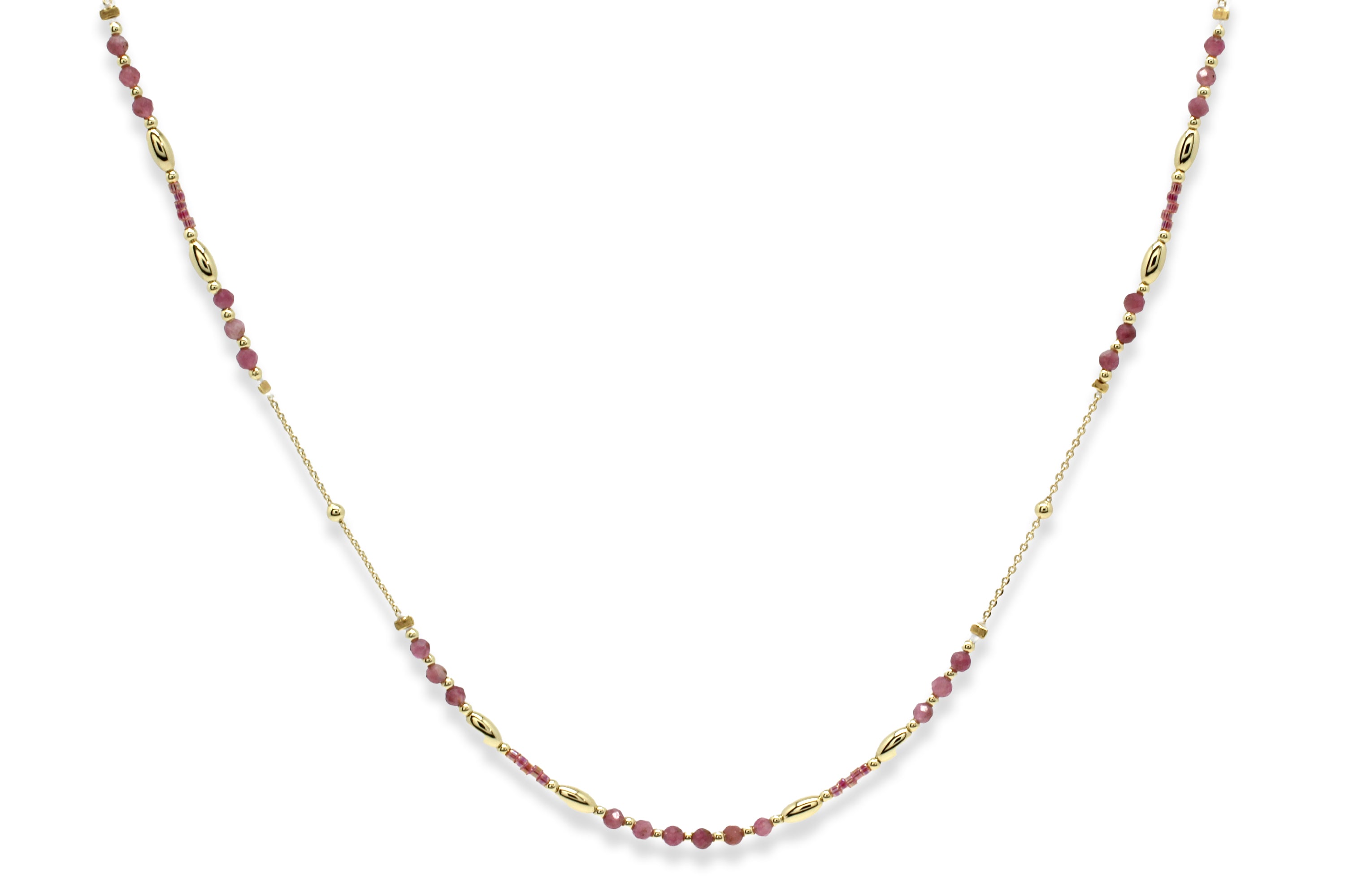 Horus Pink Tourmaline Gemstone Necklace - Boho Betty