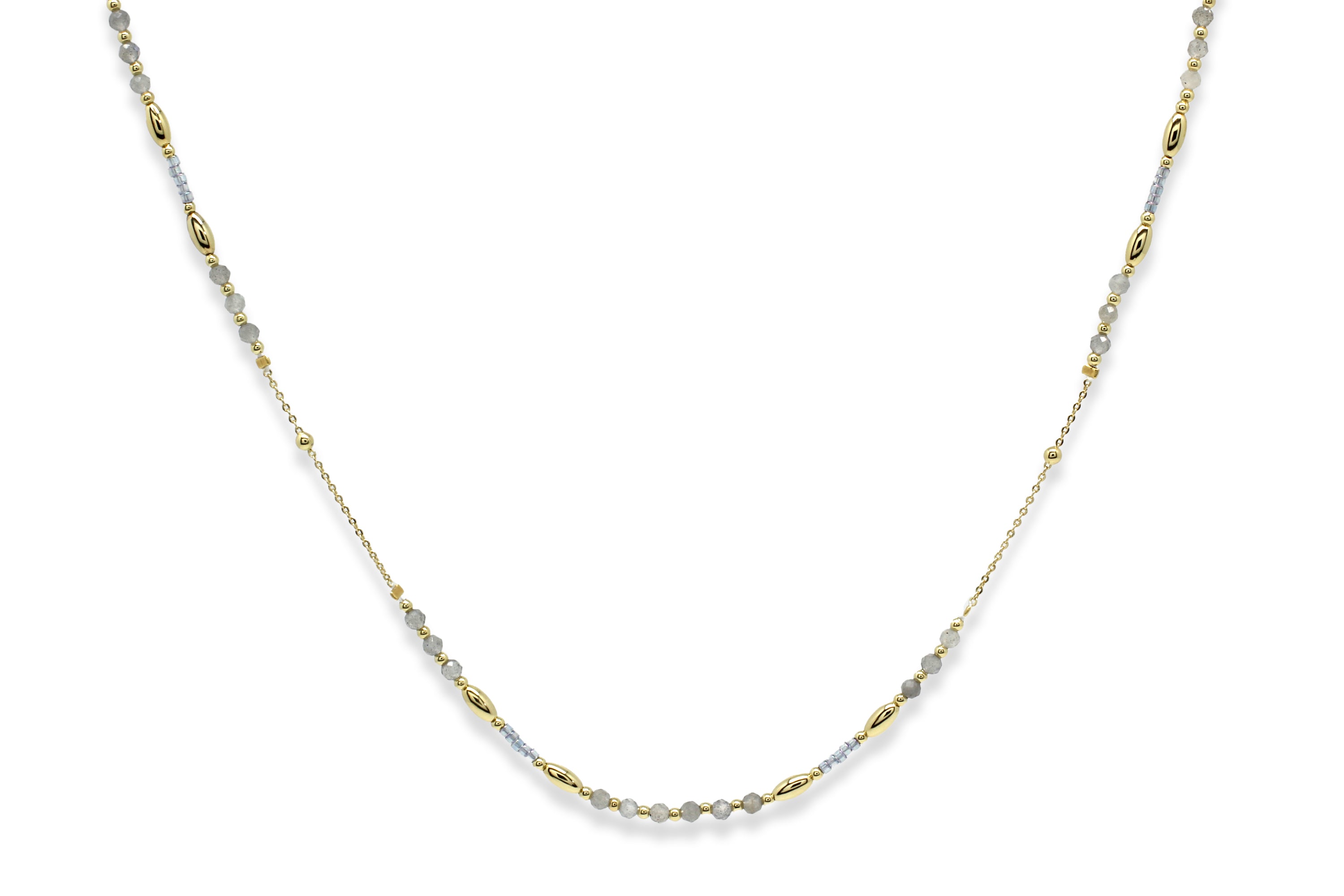 Horus Labradorite Gold Gemstone Necklace #color_Gold