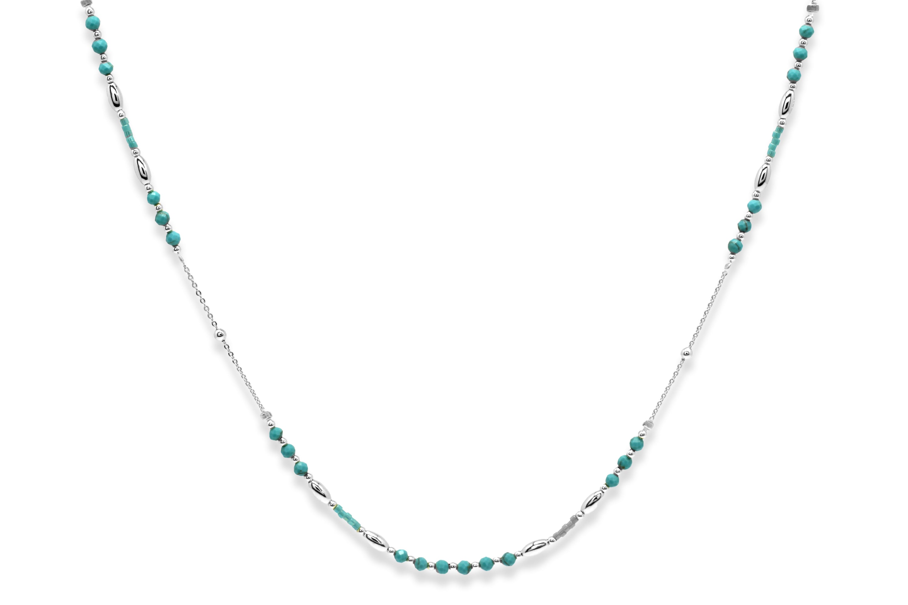 Horus Turquoise Silver Gemstone Necklace#color_Silver