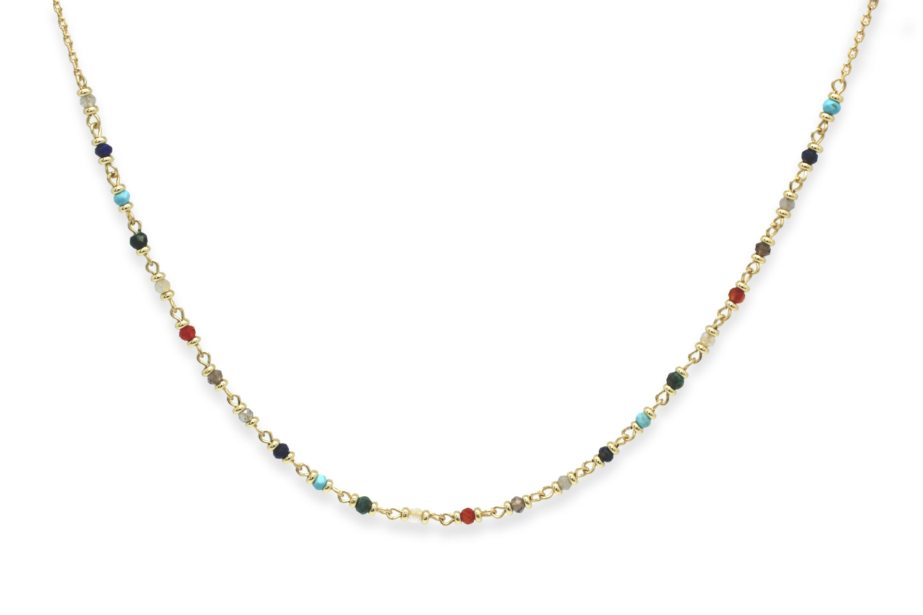 Rheia Chakra Gemstone Gold Necklace #color_Gold