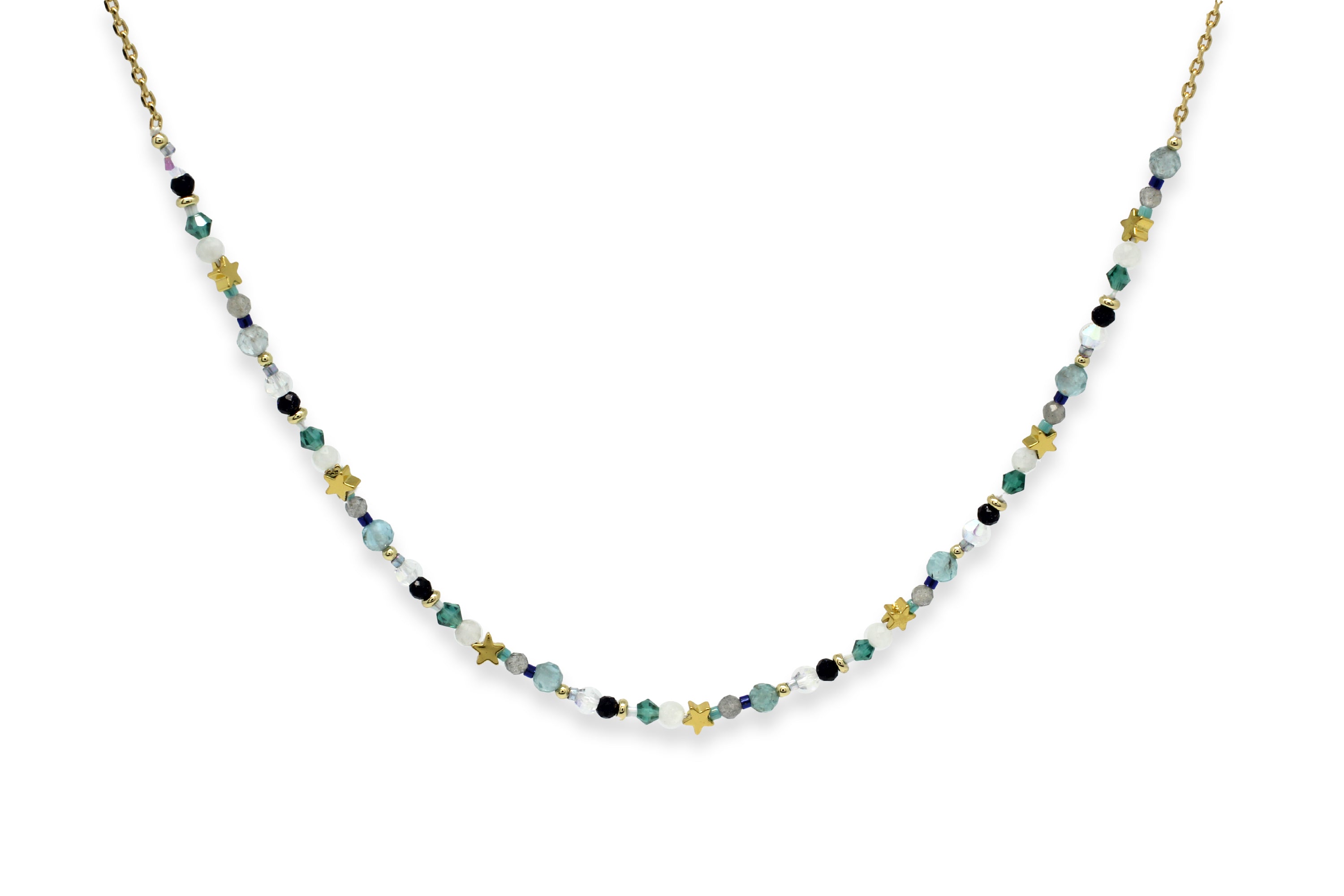 Seul Gold Beaded Necklace#color_Gold