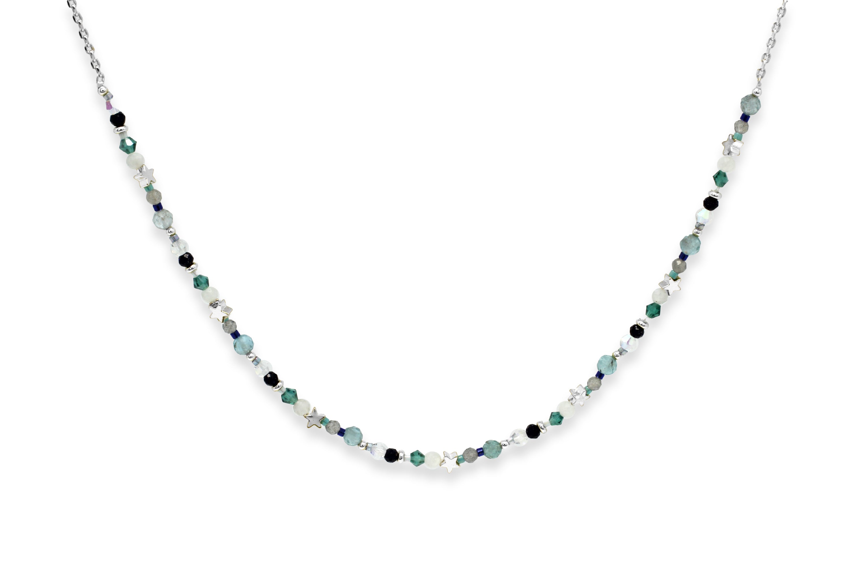 Beaded on sale necklace silver
