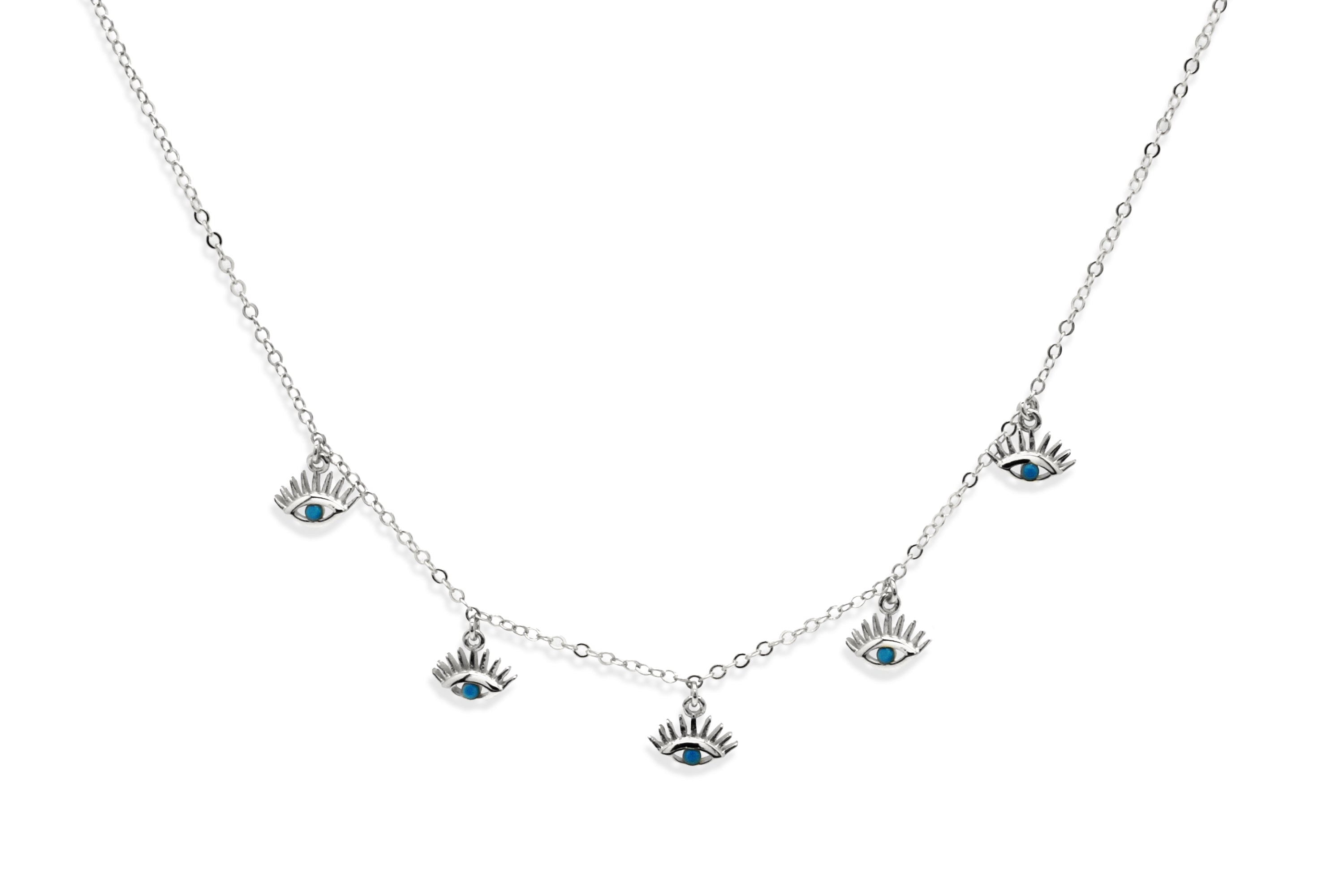 Retsina Silver CZ Evil Eye Necklace Turquoise #color_silver