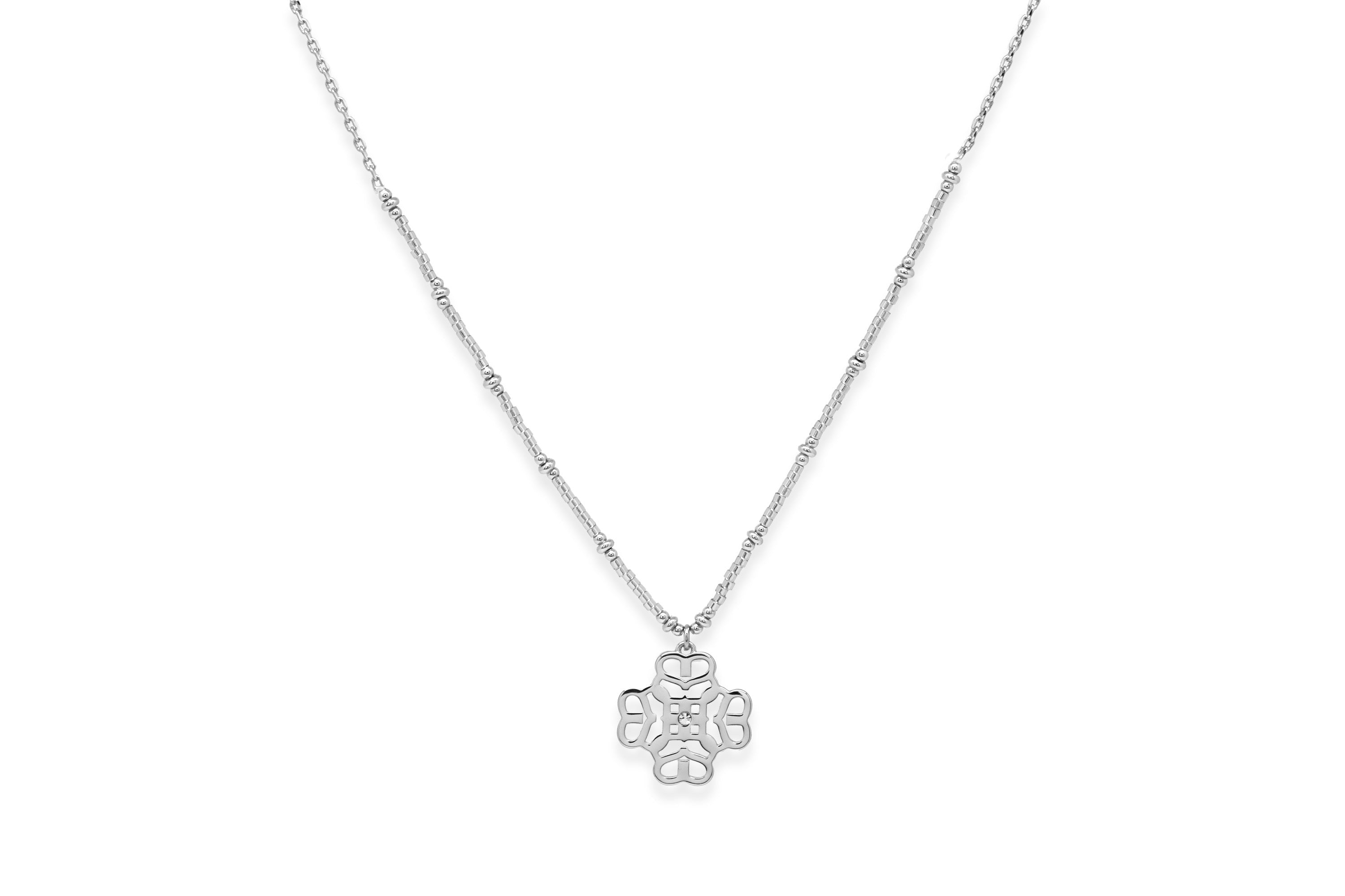 Icon Silver Beaded Pendant Necklace - Boho Betty
