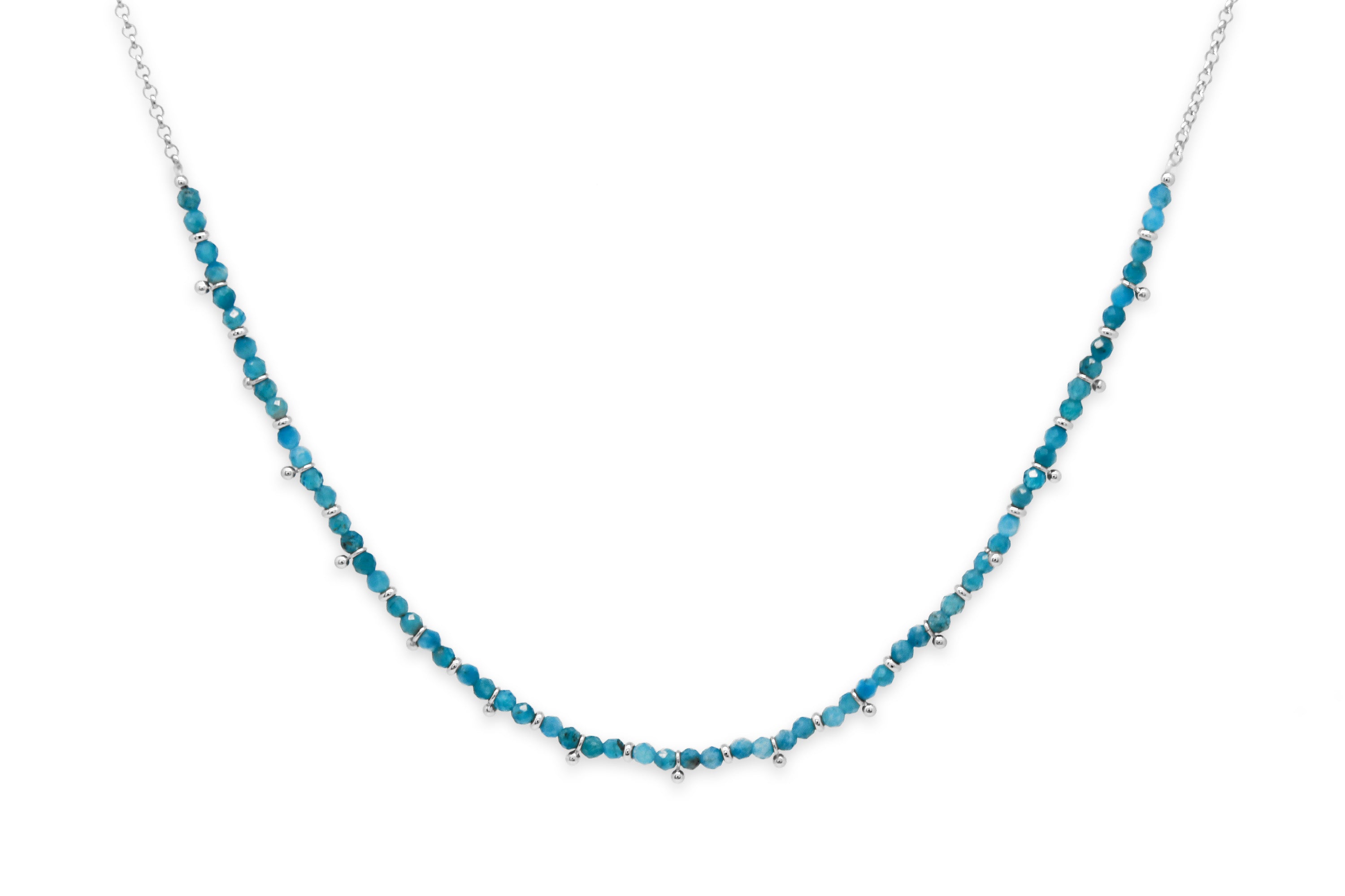 Salus Apatite Gemstone Silver Necklace#color_Silver