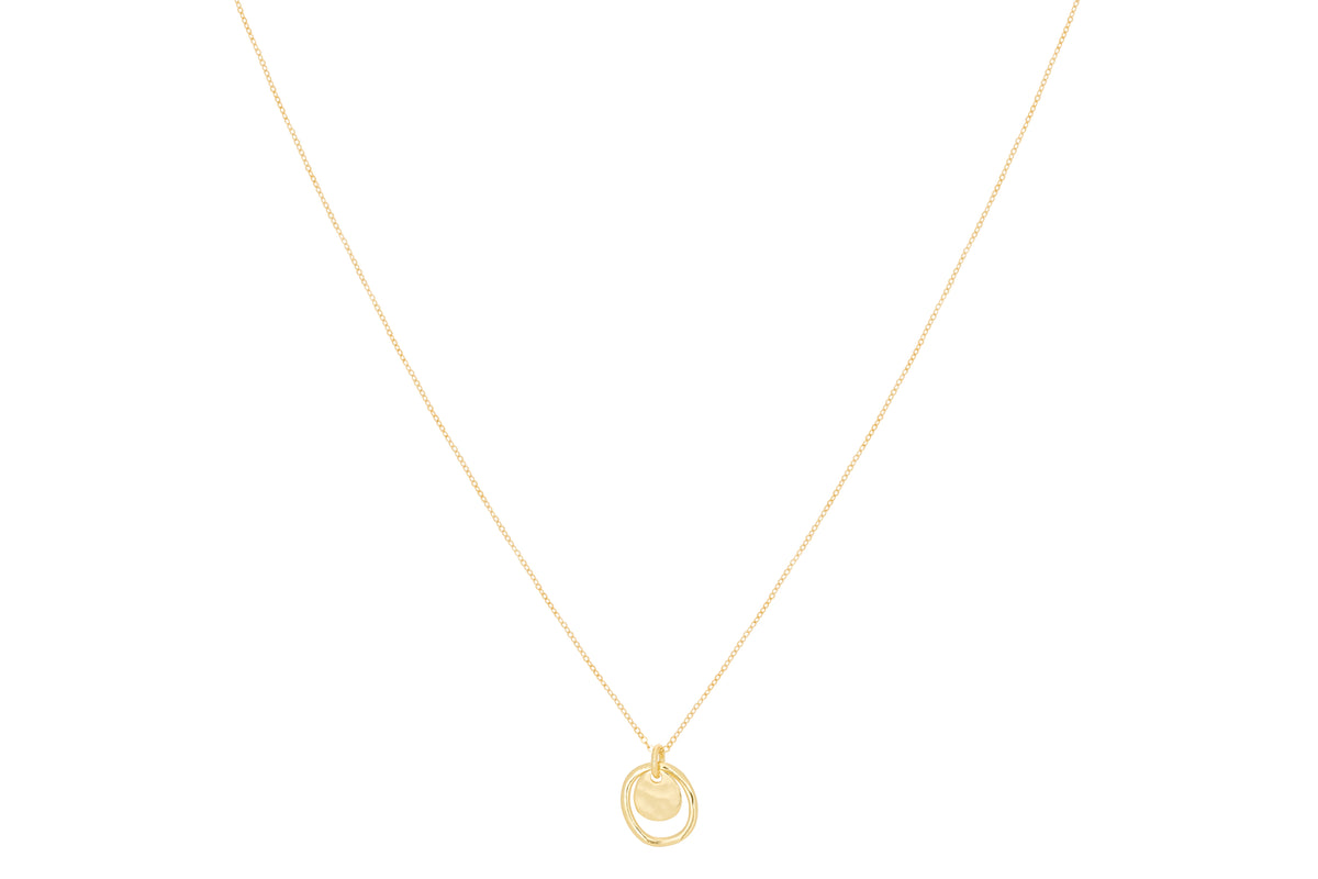 Aperol Sterling Silver Battered Gold Disc Necklace