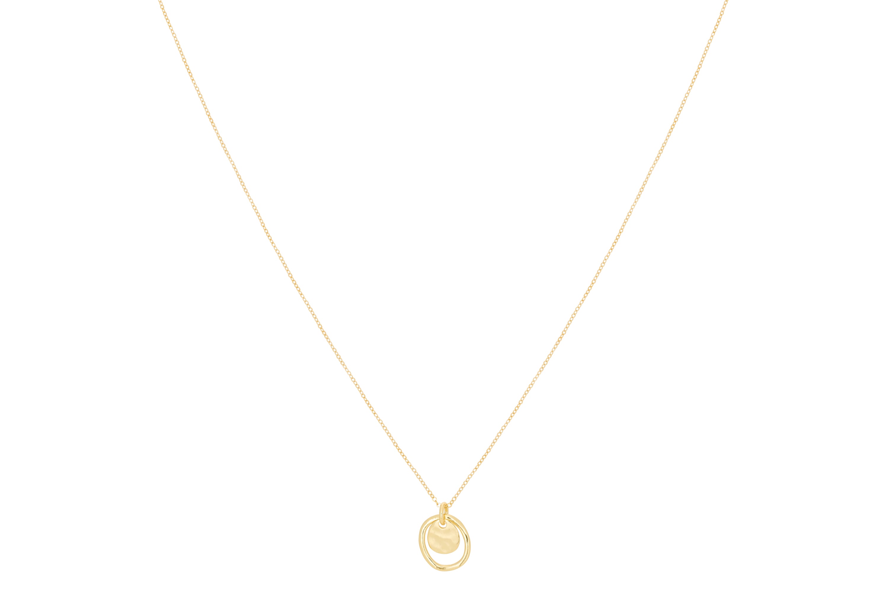 Aperol Gold Battered Disc Necklace - #color_gold