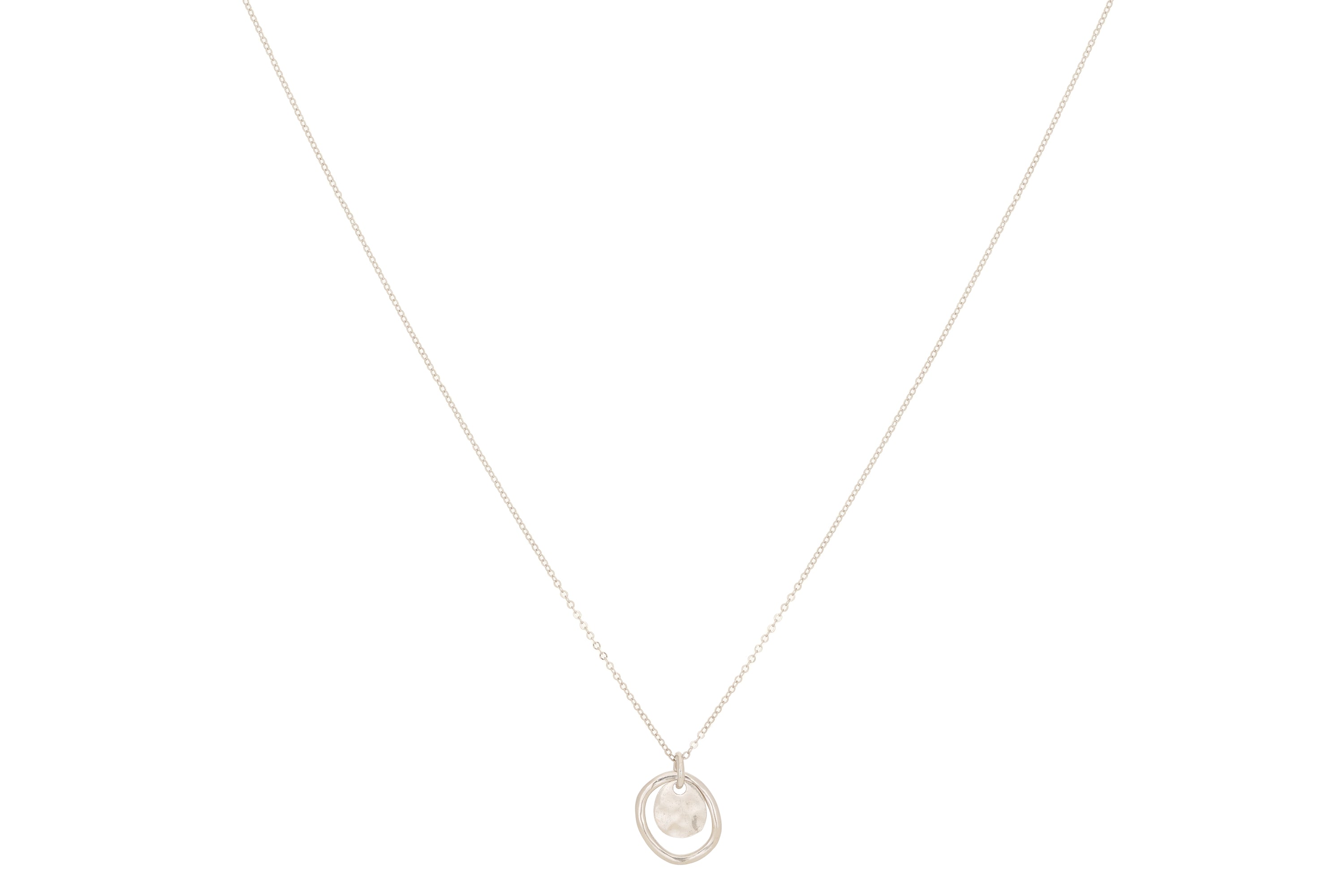 Aperol Silver Battered Disc Necklace - Boho Betty
