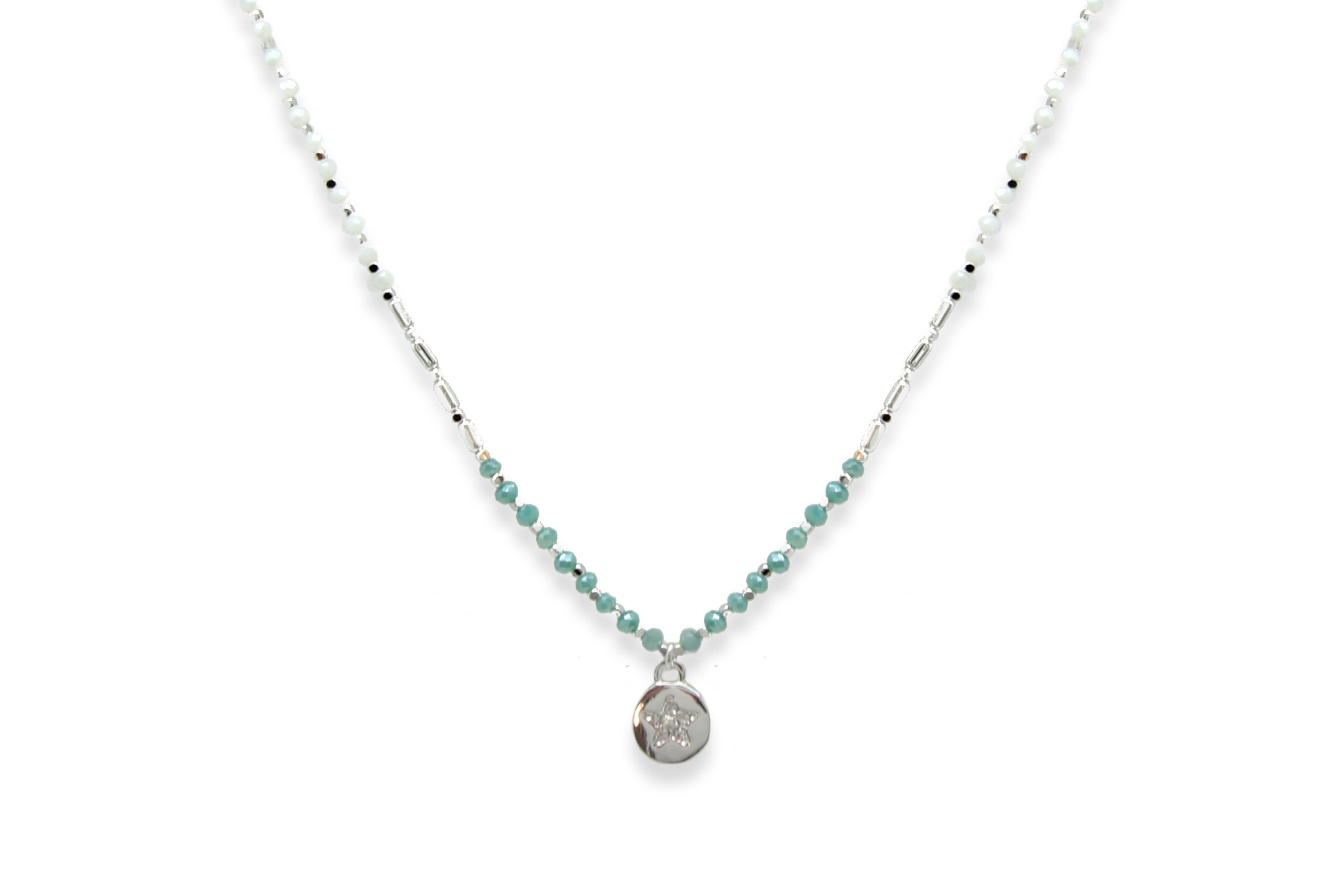 Eudora Mint Beaded Necklace #color_silver
