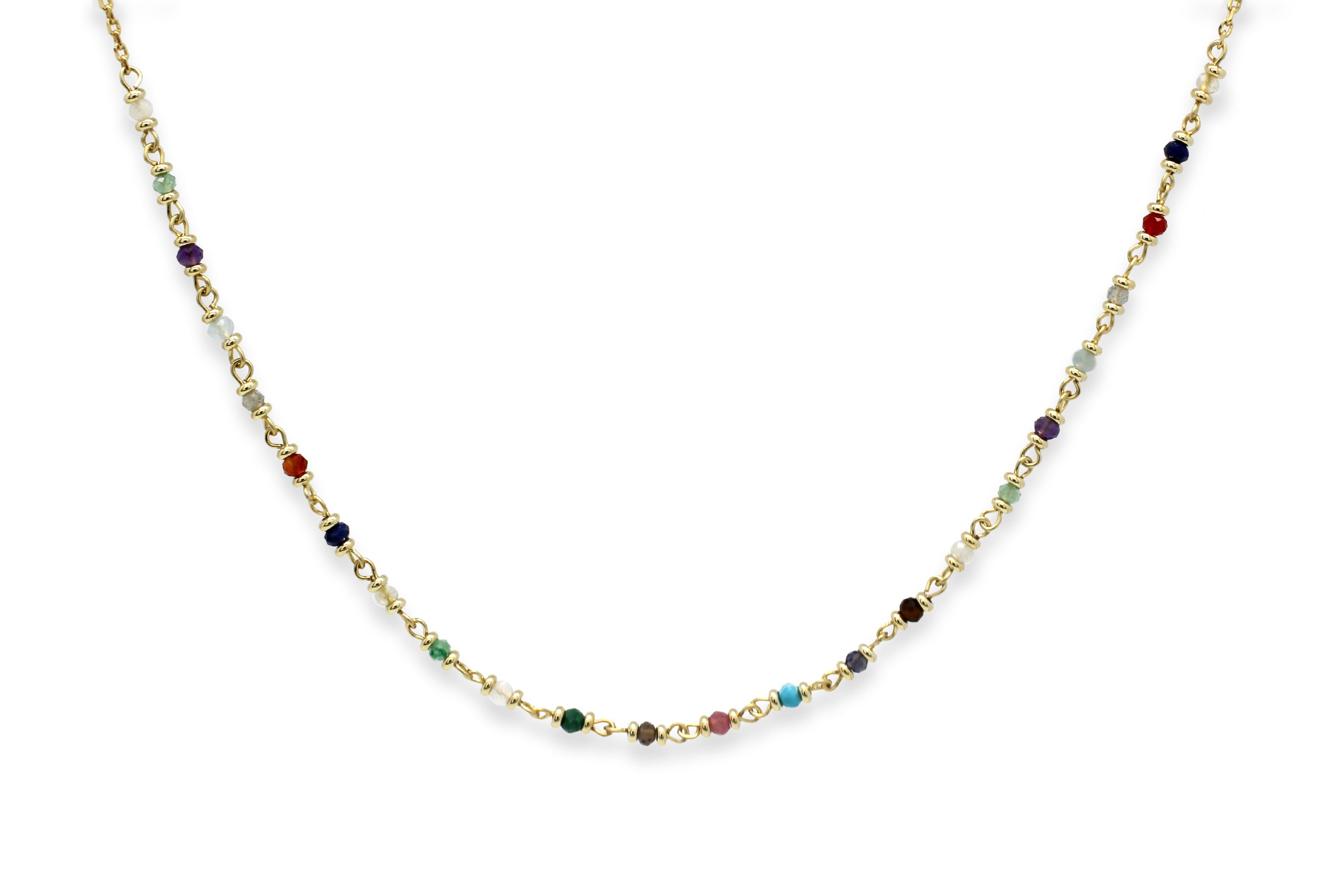 Panacea Multi Gemstone GoldNecklace#color_Gold