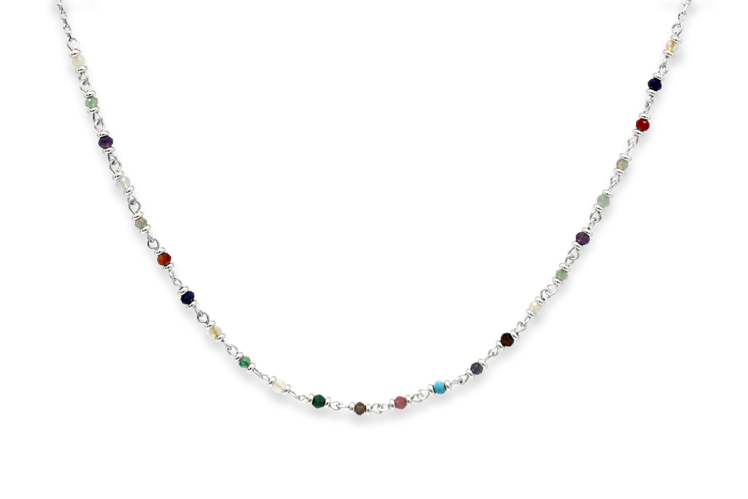 Multi gemstone necklace silver outlet