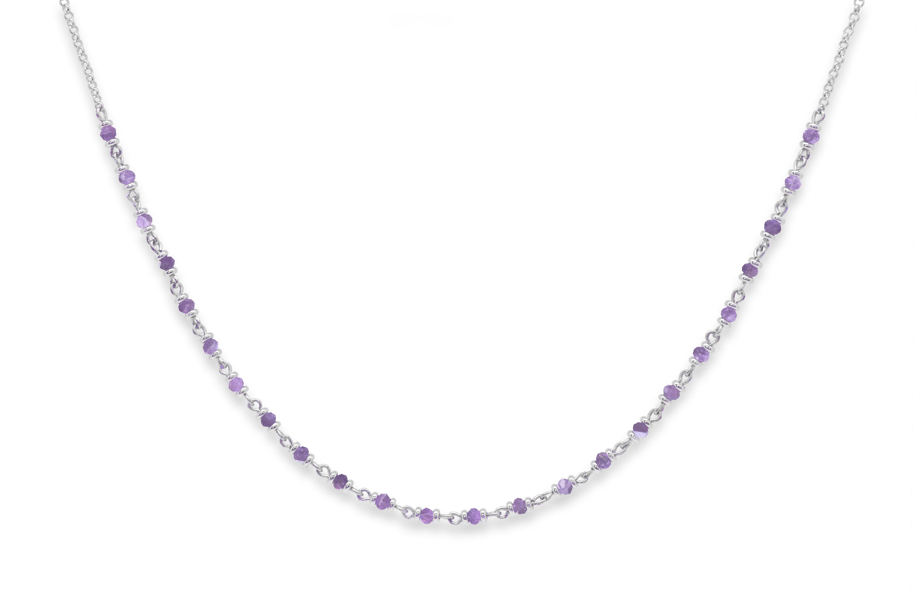 Panacea Amethyst Silver Gemstone Necklace #color_silver