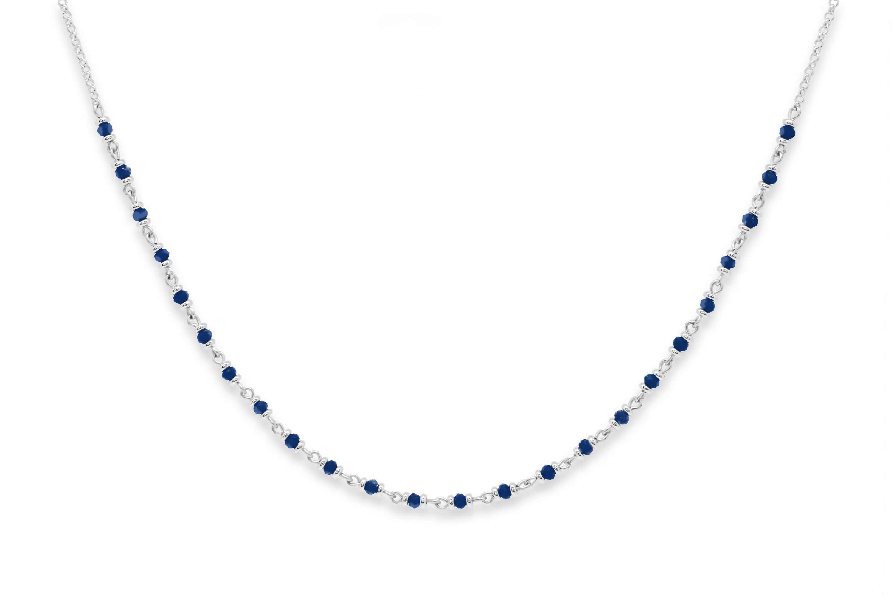 Panacea Lapis Silver Gemstone Necklace#color_Lapis