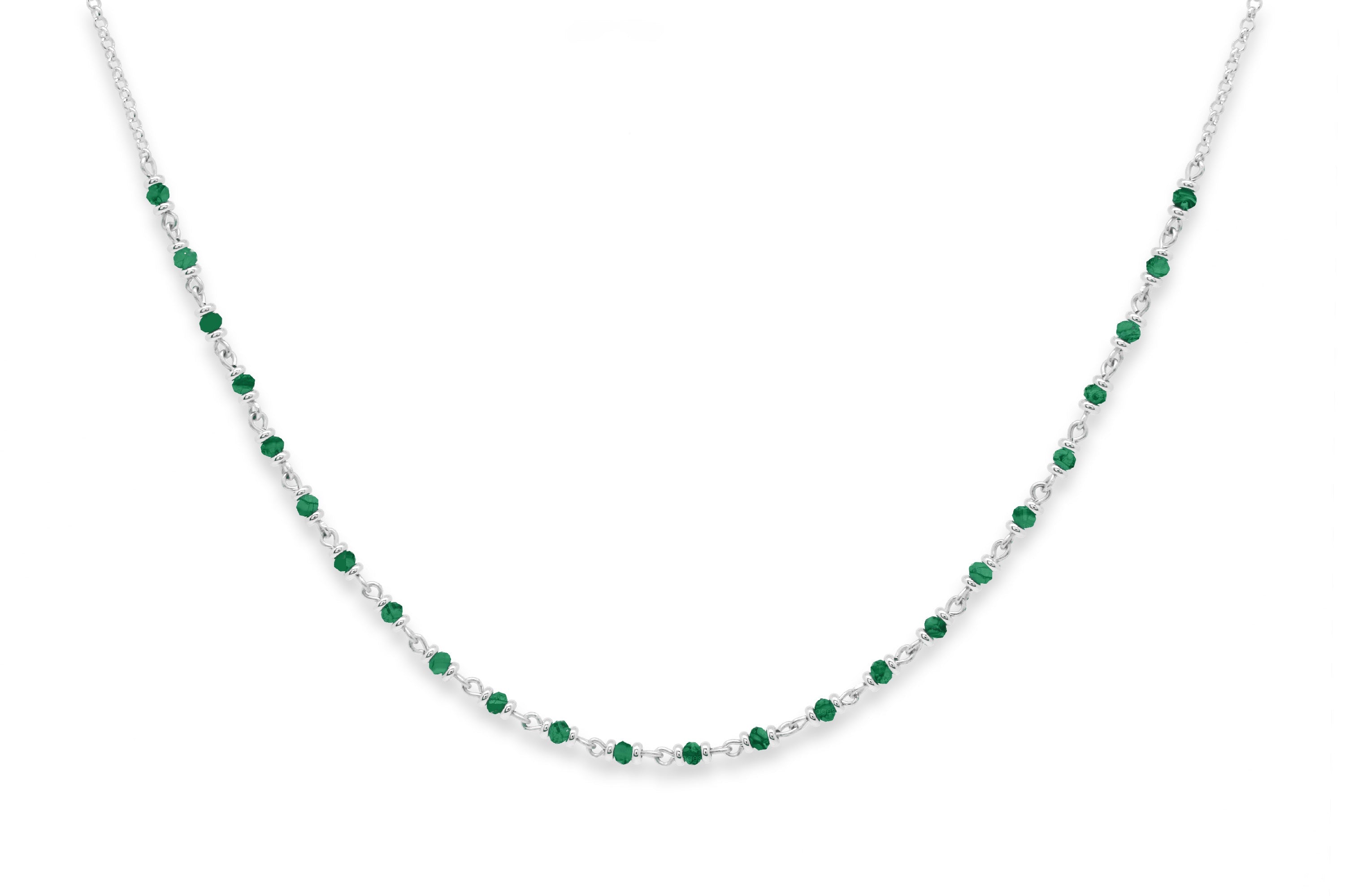 Panacea Malachite Silver Gemstone Necklace #color_Malachite
