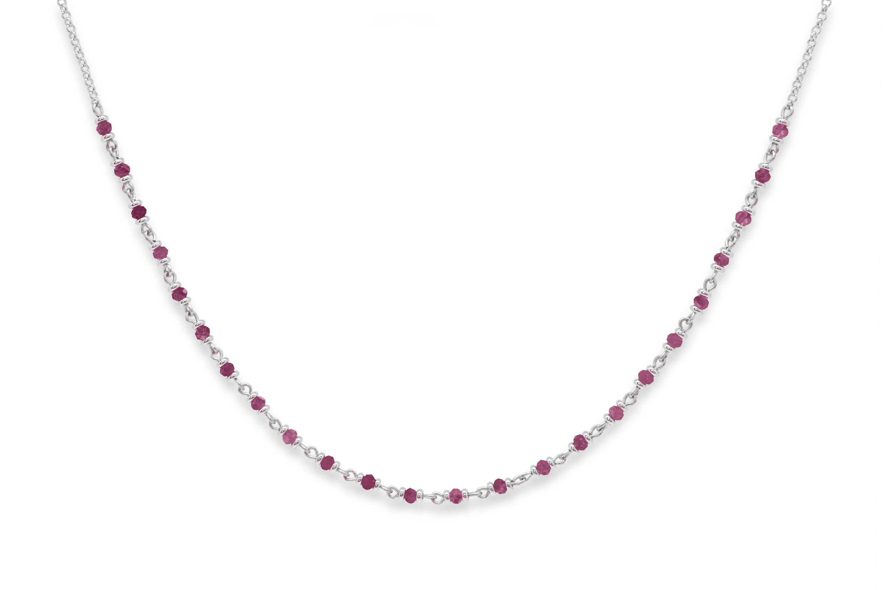 Panacea Pink Tourmaline Silver Gemstone Necklace#color_Silver