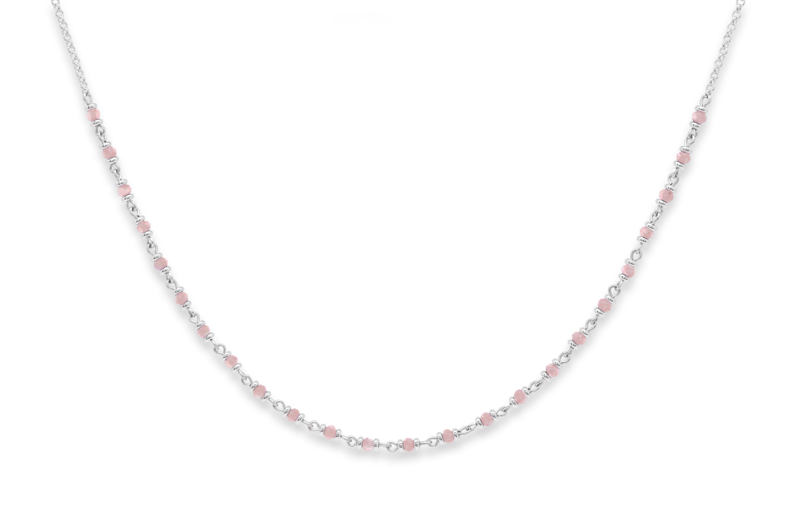 Panacea Rose Quartz Silver Gemstone Necklace #color_Silver