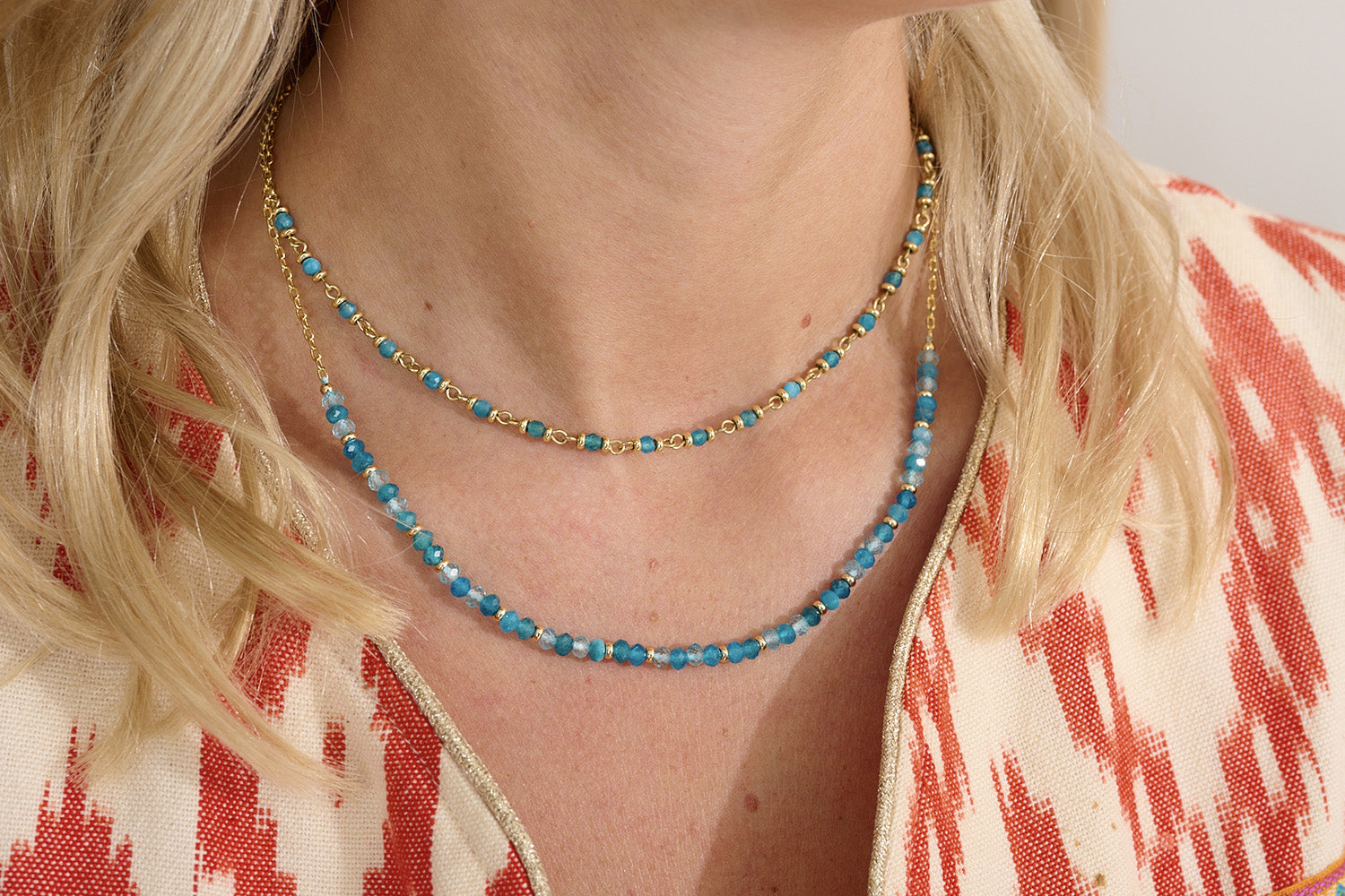Stunning apatite gemstone necklace by Boho Betty, great for layering and wearing on is own. The perfect gift for her!