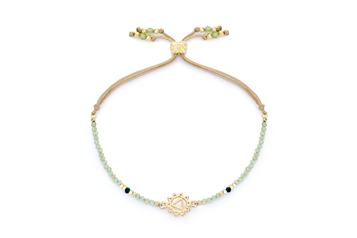 Peridot & Malachite Gold Solar Plexus Chakra Bracelet