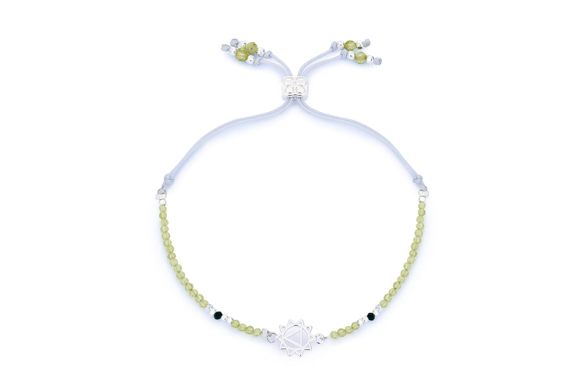 Peridot & Malachite Silver Solar Plexus Chakra Bracelet