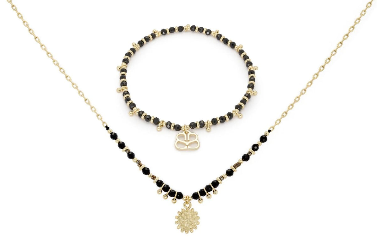 Raven Black Spinel Necklace and Bracelet Set