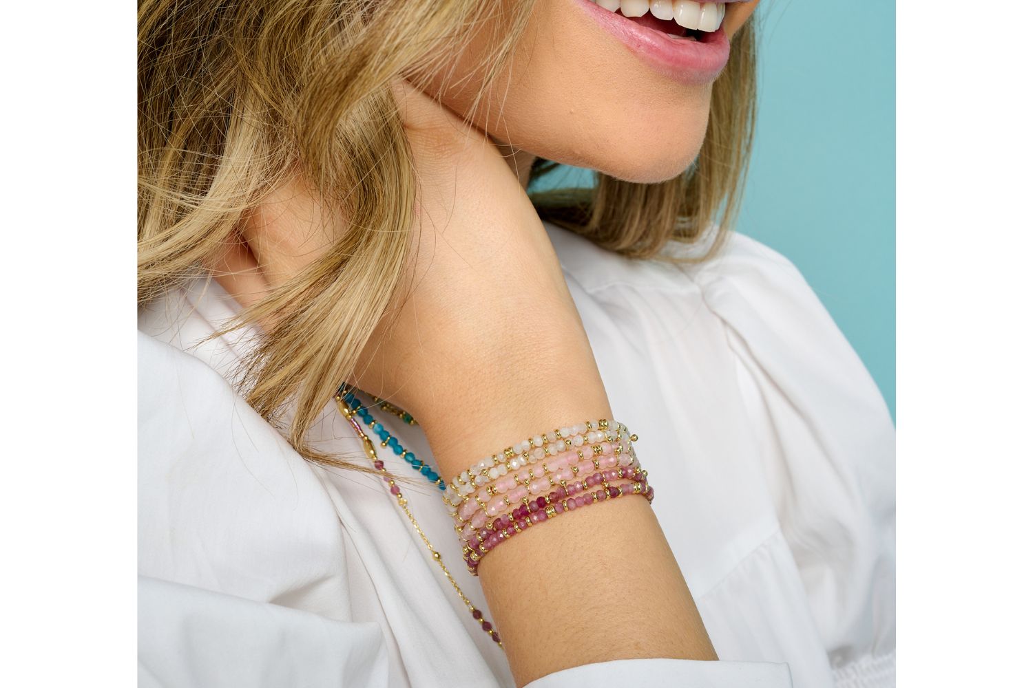 Serenity Pink Tourmaline Bracelet Stack - Boho Betty