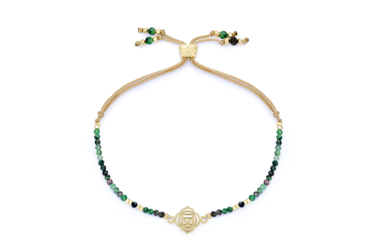 Ruby Zoisite & Gold Root Chakra Bracelet