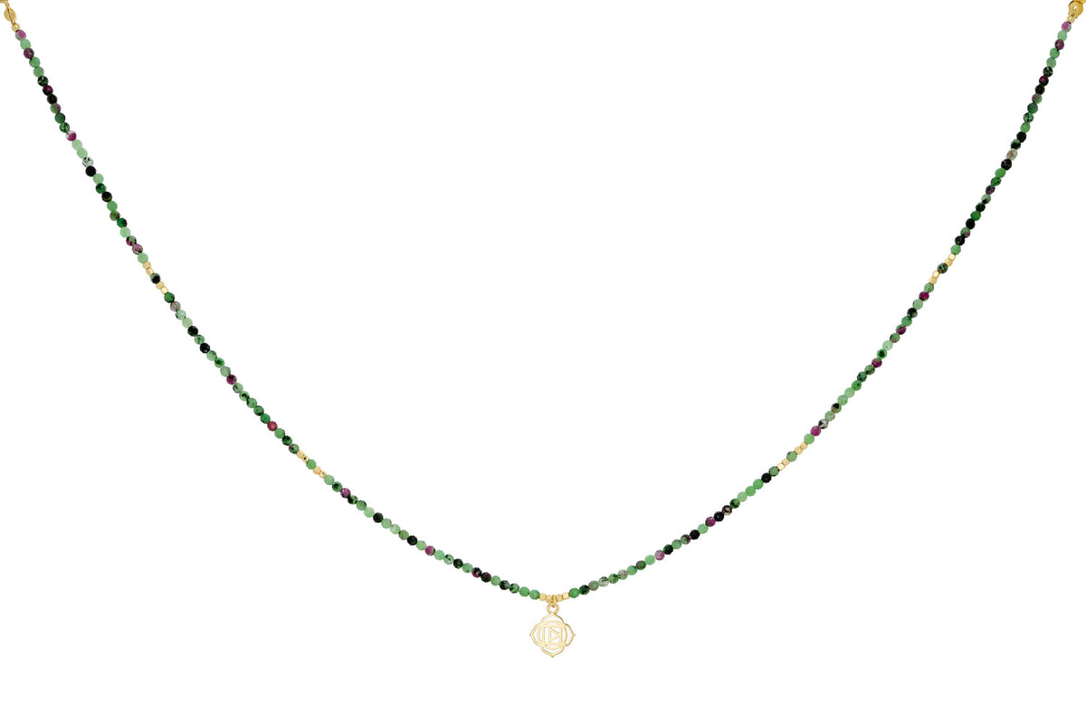 Ruby Zoisite Gold Root Chakra Necklace
