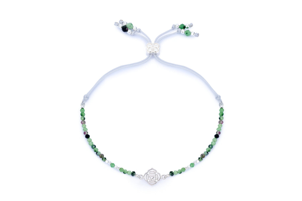 Ruby Zoisite & Silver Root Chakra Bracelet