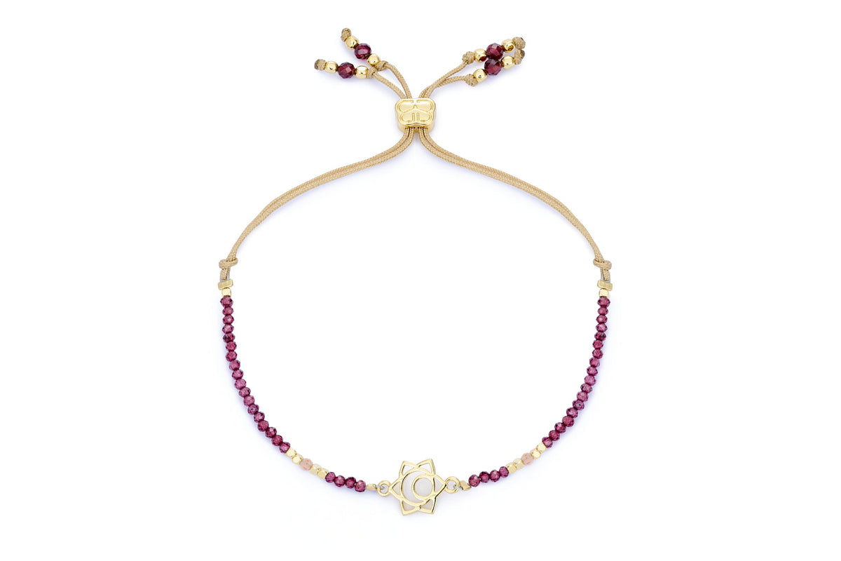 Sacral Chakra Garnet & Sunstone Gold Bracelet