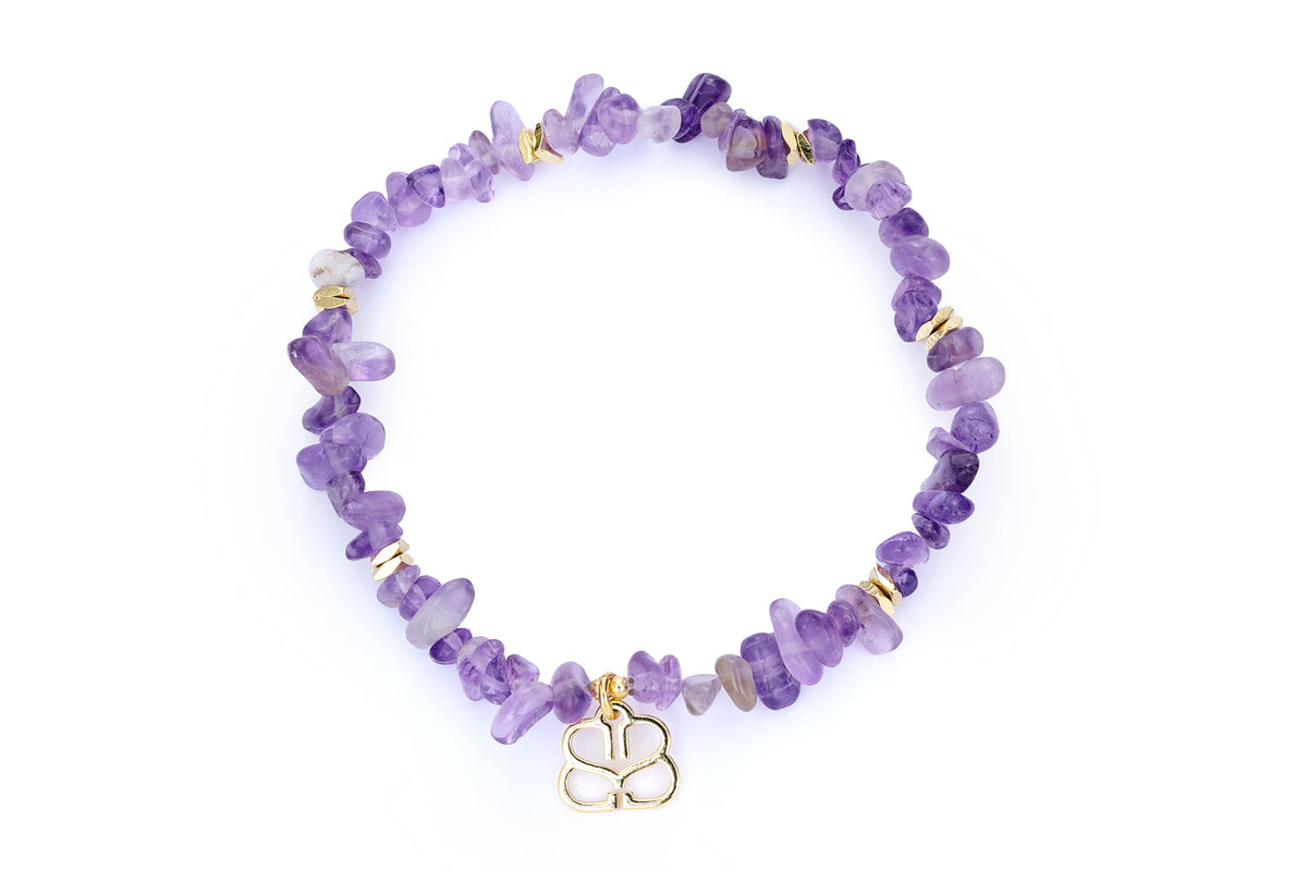 Sana Gold & Amethyst Crystal Stretch Bracelet