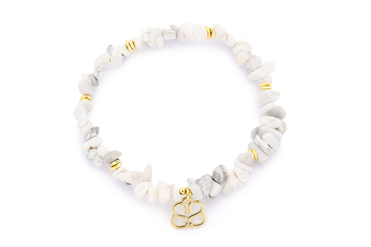 Sana Gold Beaded White Howlite Crystal Bracelet