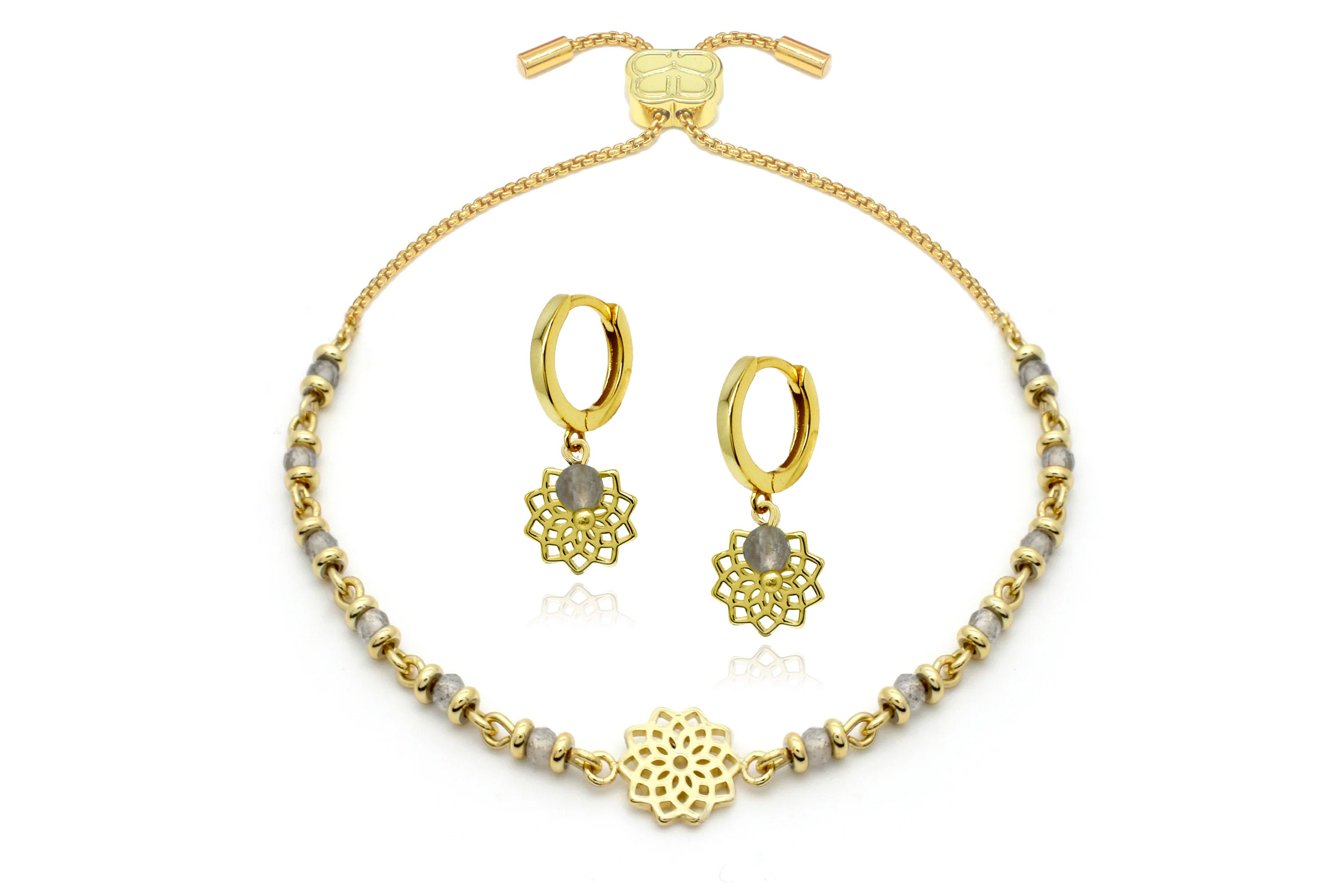 Chakra Gold Bracelet Earring #color_labradorite