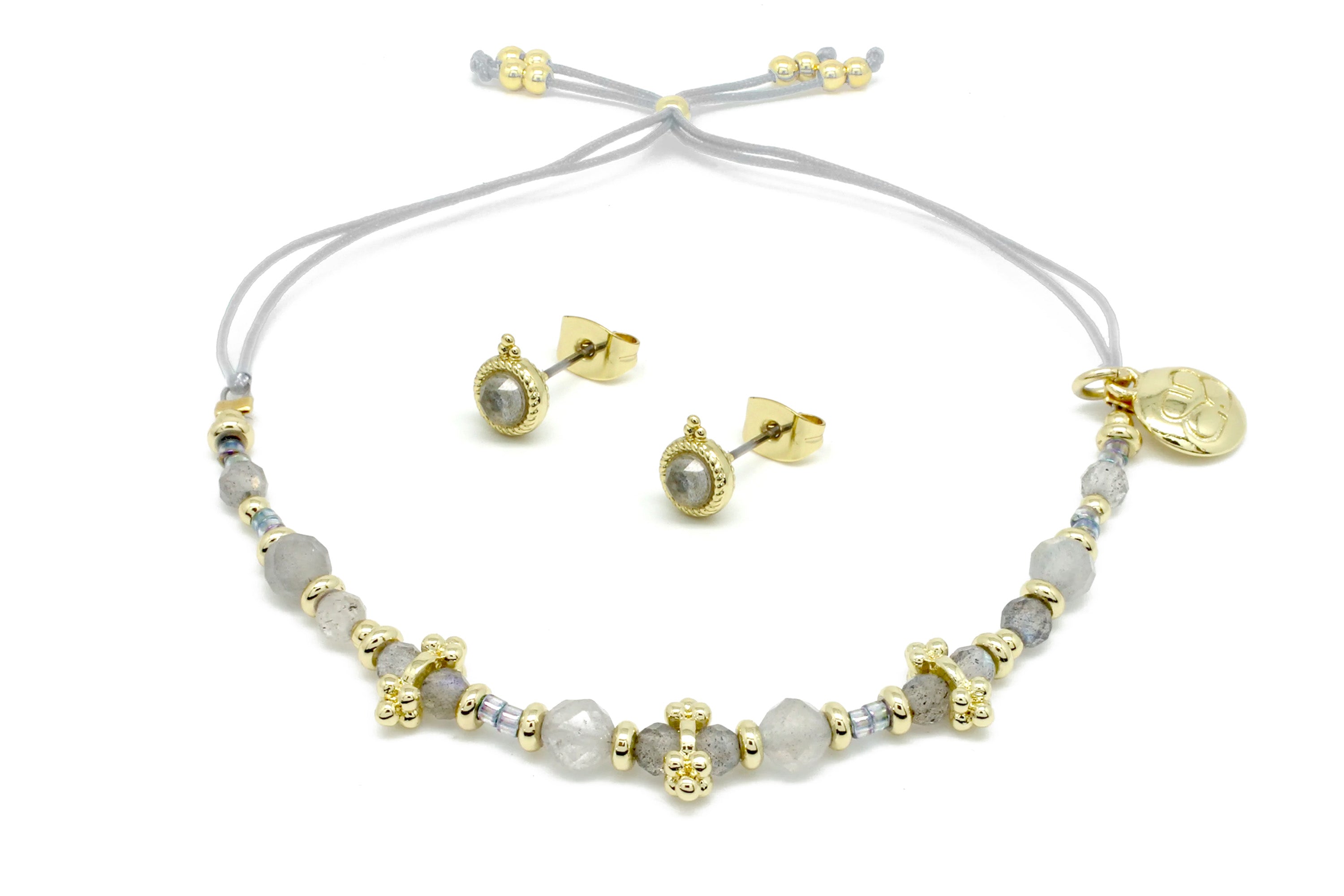 Labradorite Bracelet & Stud Gift Set - Boho Betty