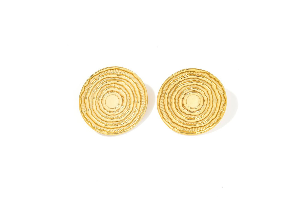 Solanda Organic Round Stud Gold Earrings