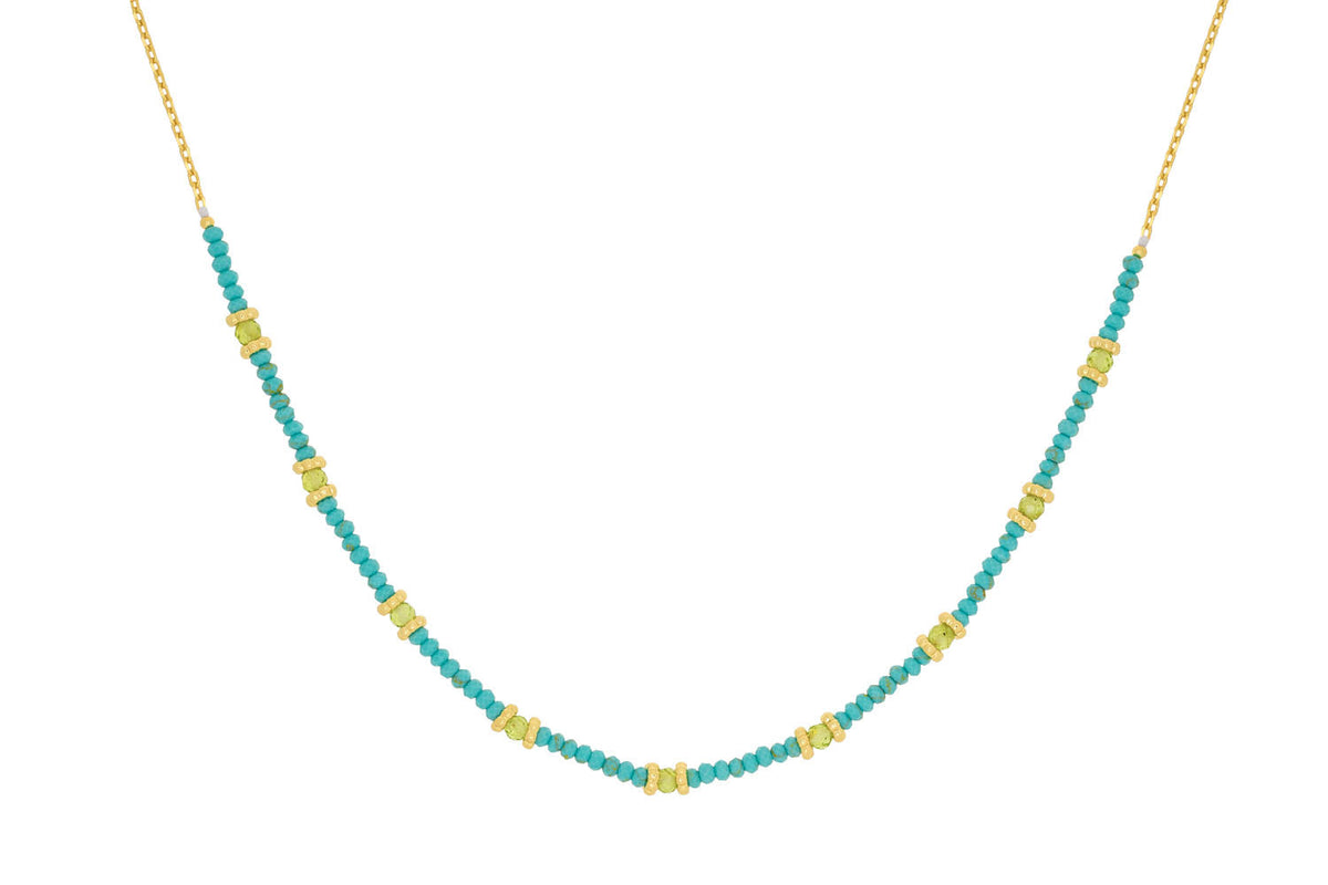 Syros Gold Peridot & Turquoise Bead Necklace