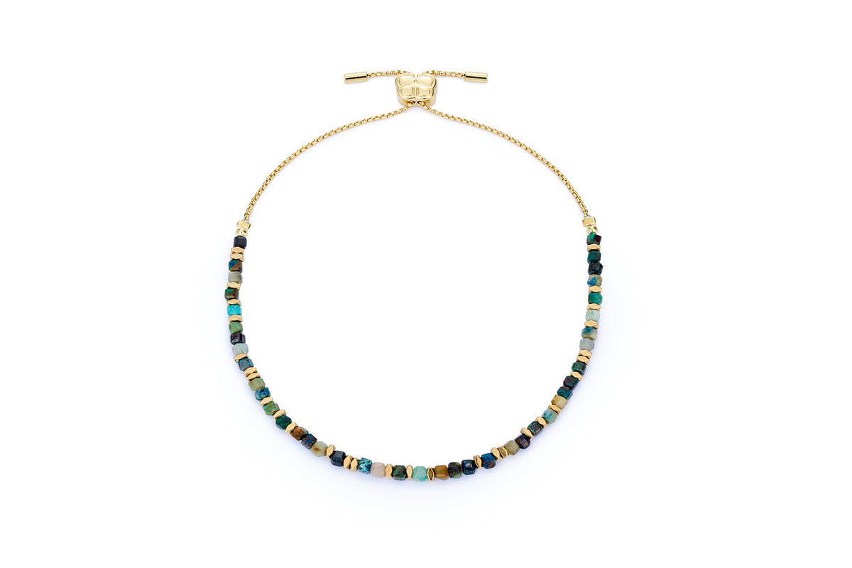 Valentina Gold & Azurite Gemstone Slider Bracelet