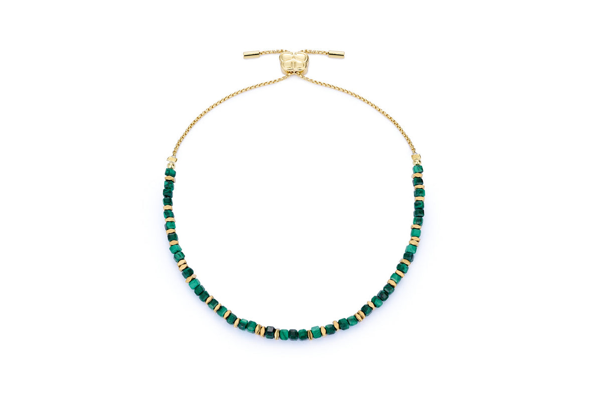 Valentina Gold & Malachite Bead Slider Bracelet