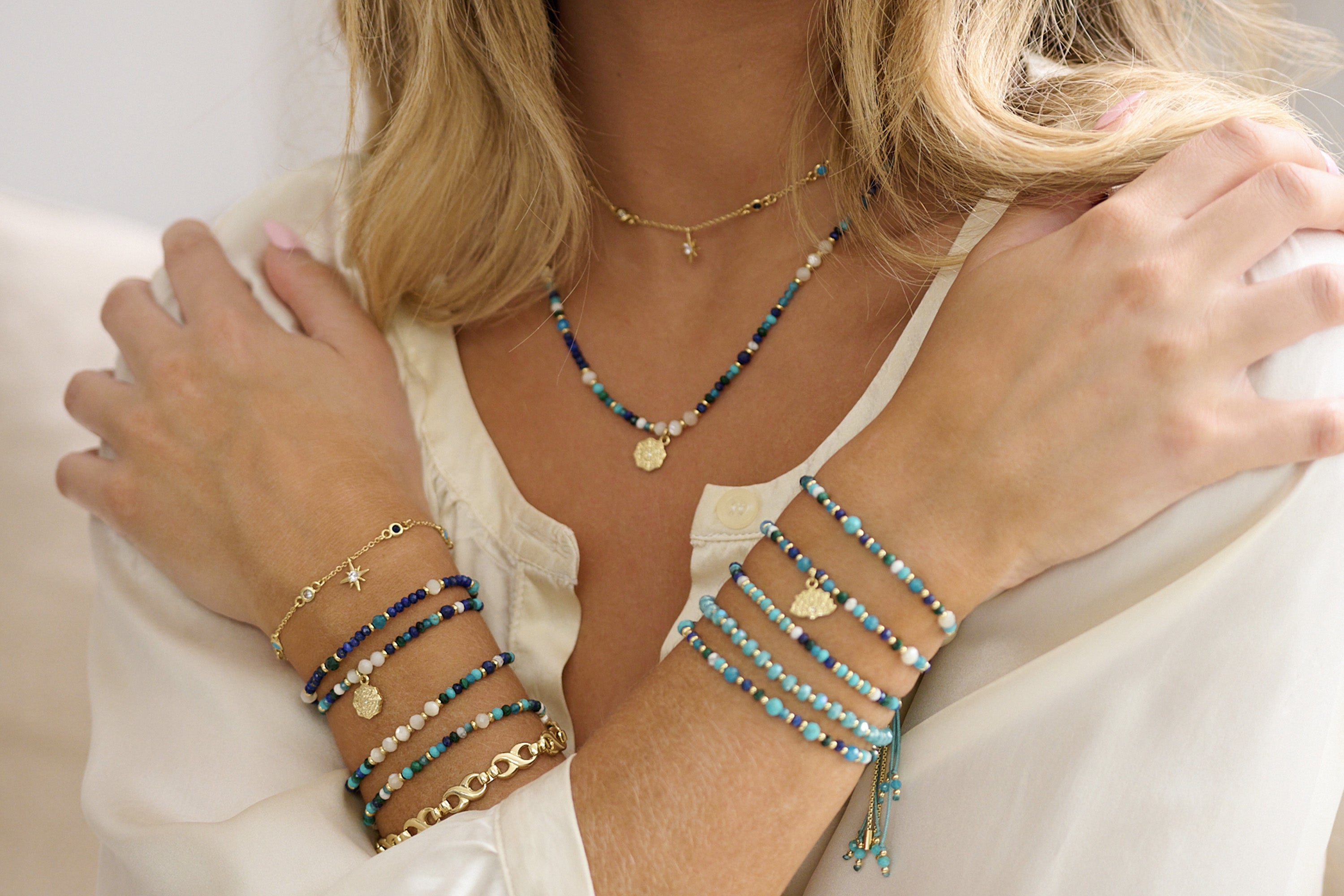 Angelic Gold Charm Crystal Bracelet - Boho Betty