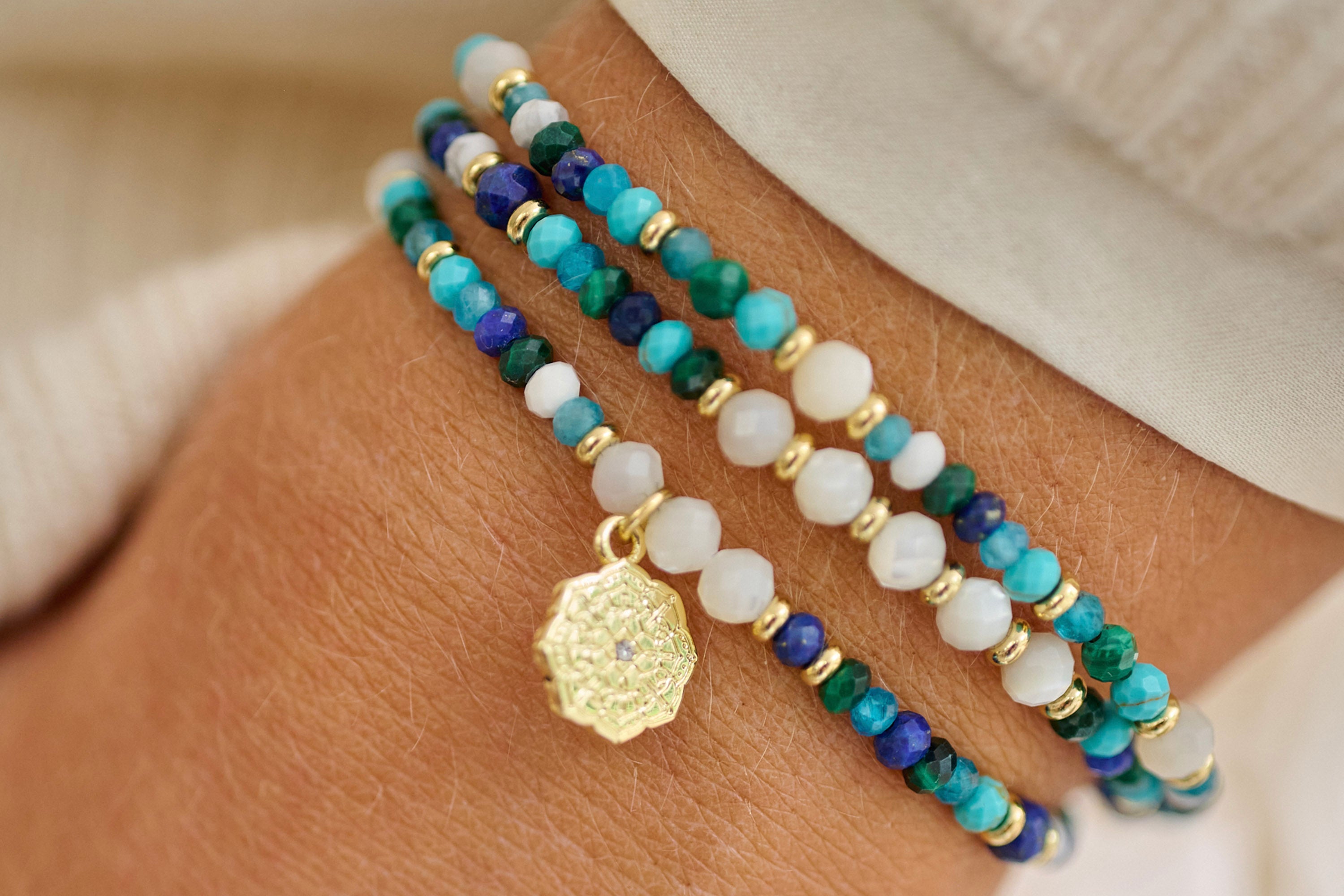 Naxos 2 Layer Gemstone Bracelet Stack - Boho Betty