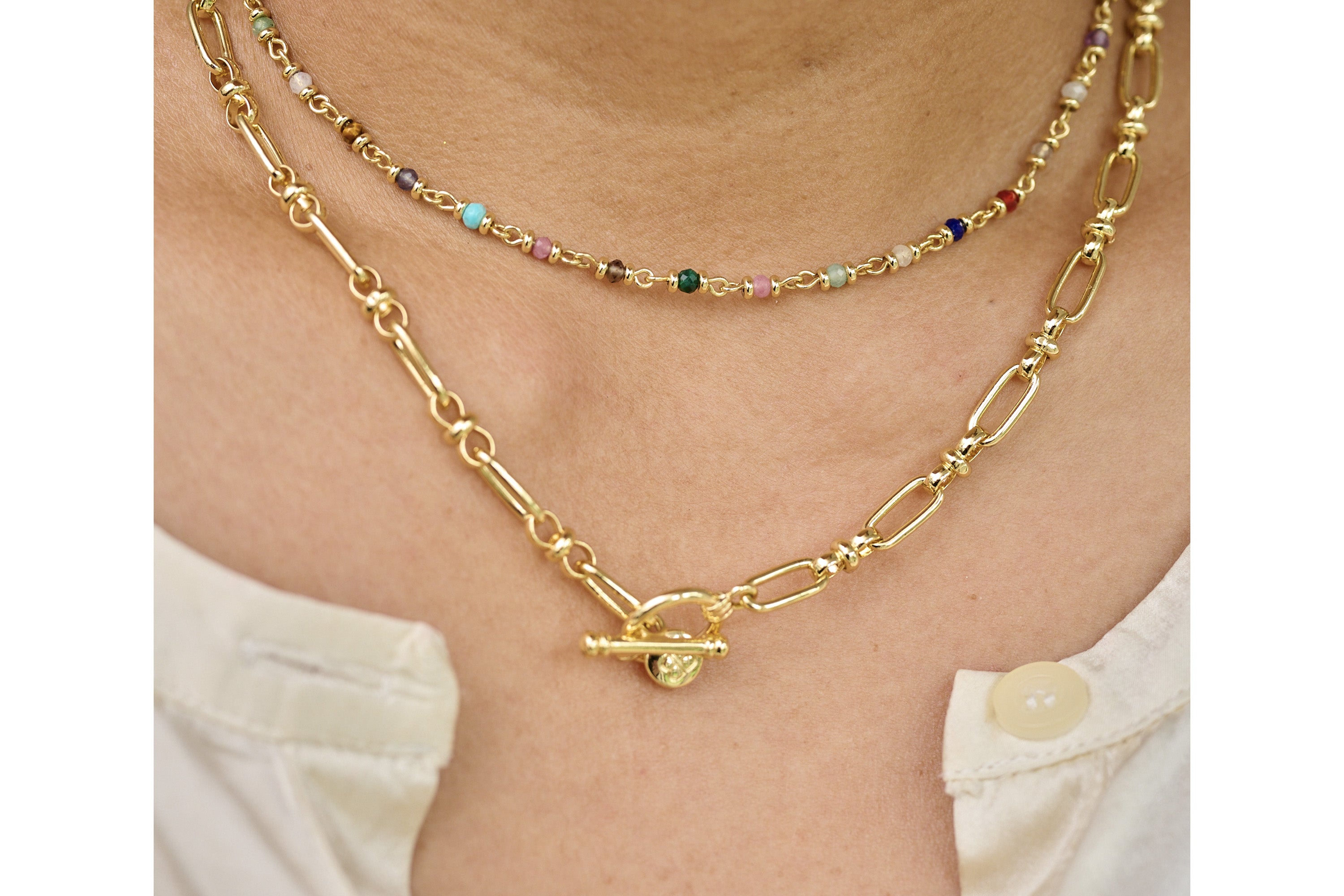 Cetus Gold T-Bar Chain Necklace - Boho Betty