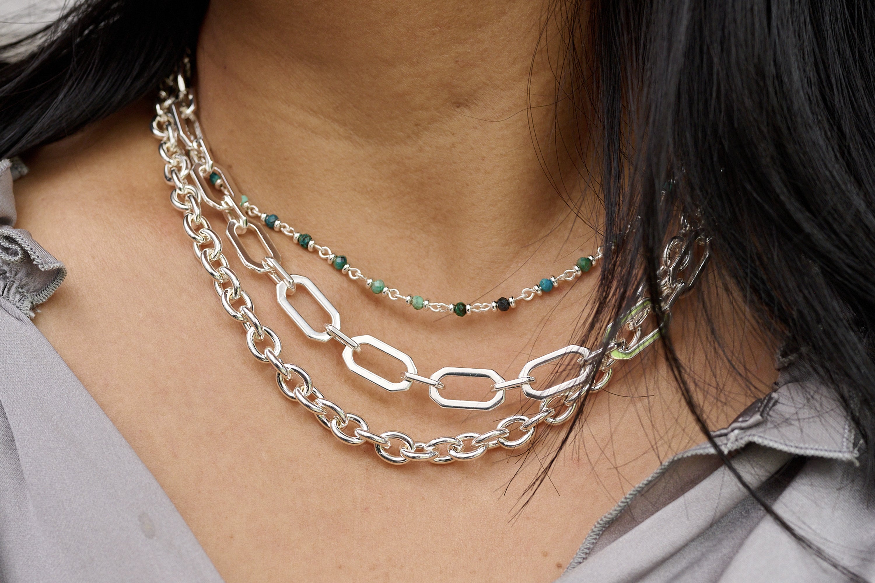 Midas Silver Chunky Chain Necklace - Boho Betty