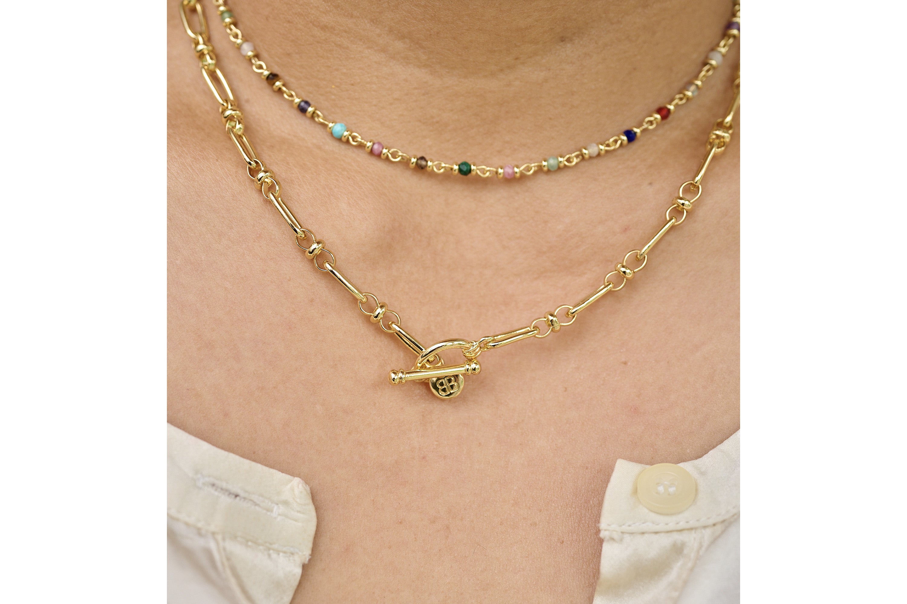 Cetus Gold T-Bar Chain Necklace - Boho Betty