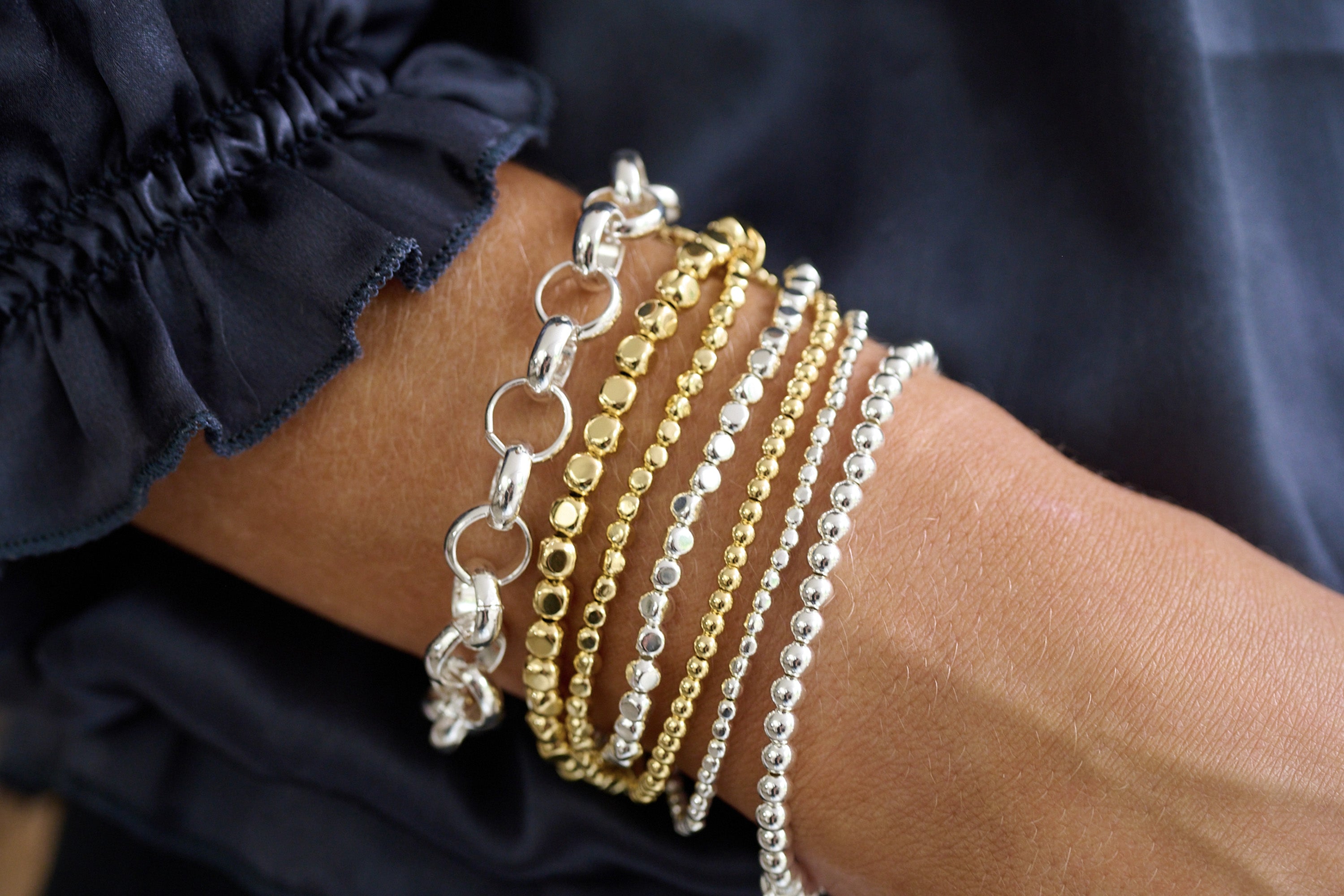 Macau Gold & Silver 6 Layered Bracelet Stack - Boho Betty