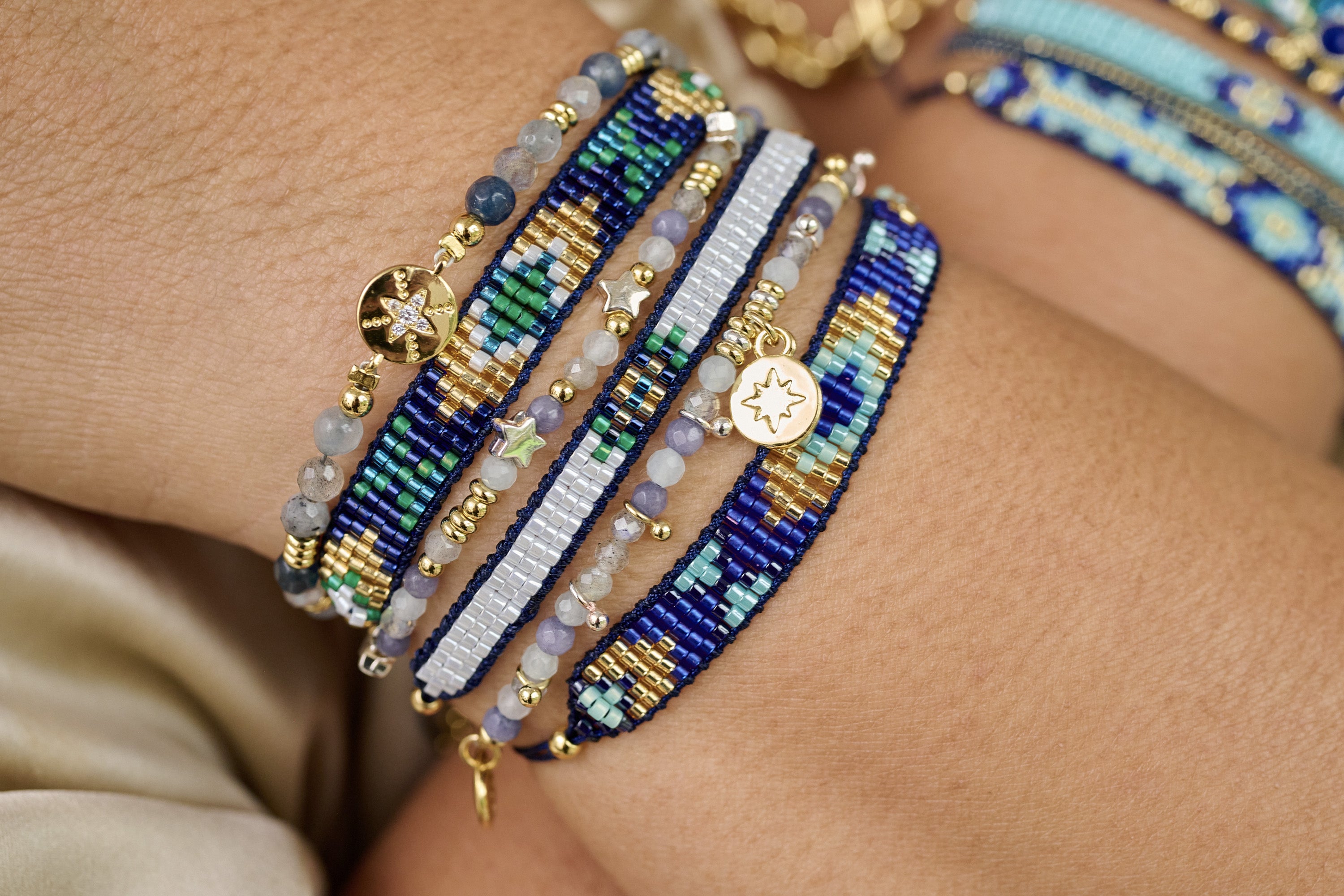 Alcor Gold Stretch Gemstone Bracelet - Boho Betty