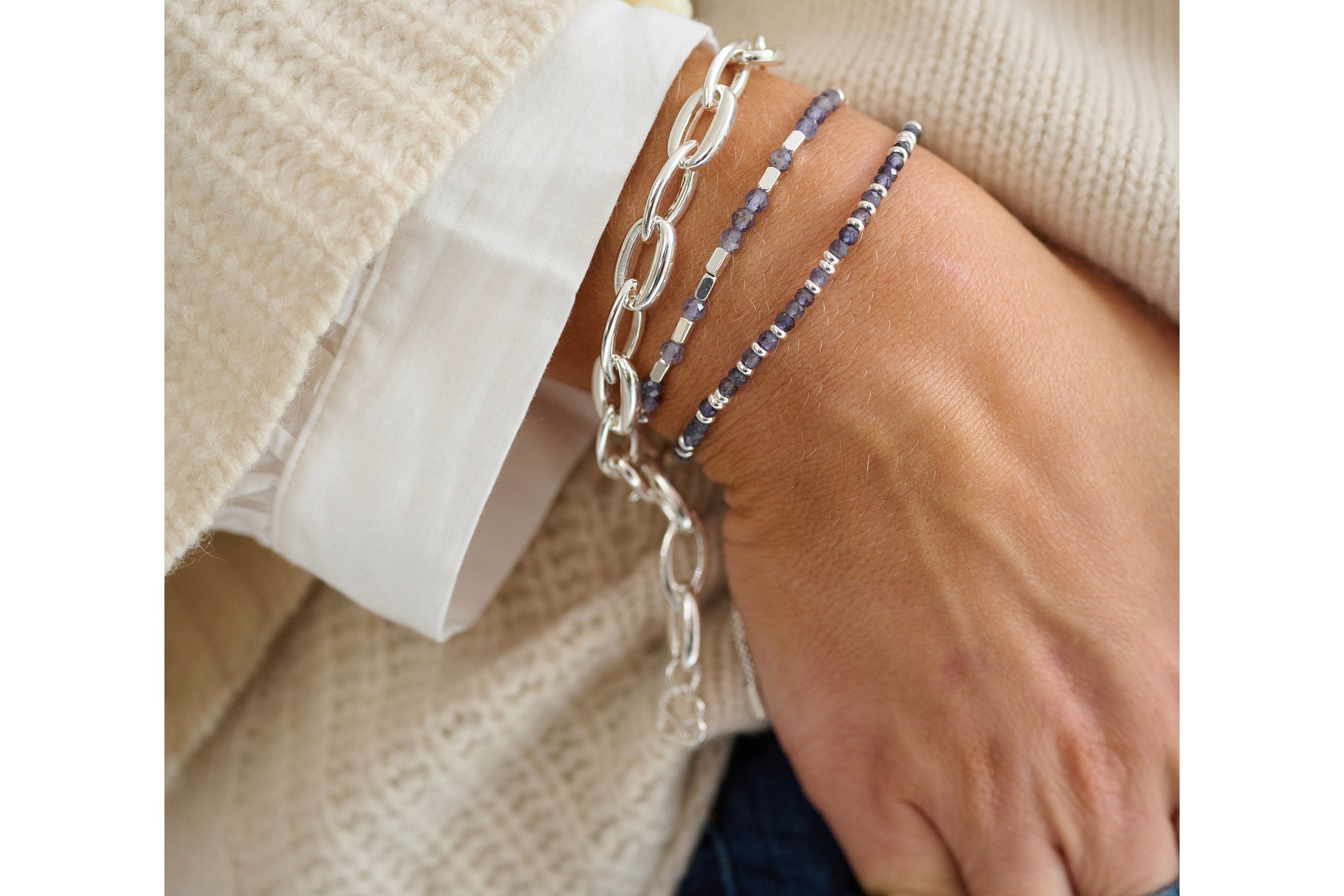 Balance Iolite Silver Bracelet - Boho Betty