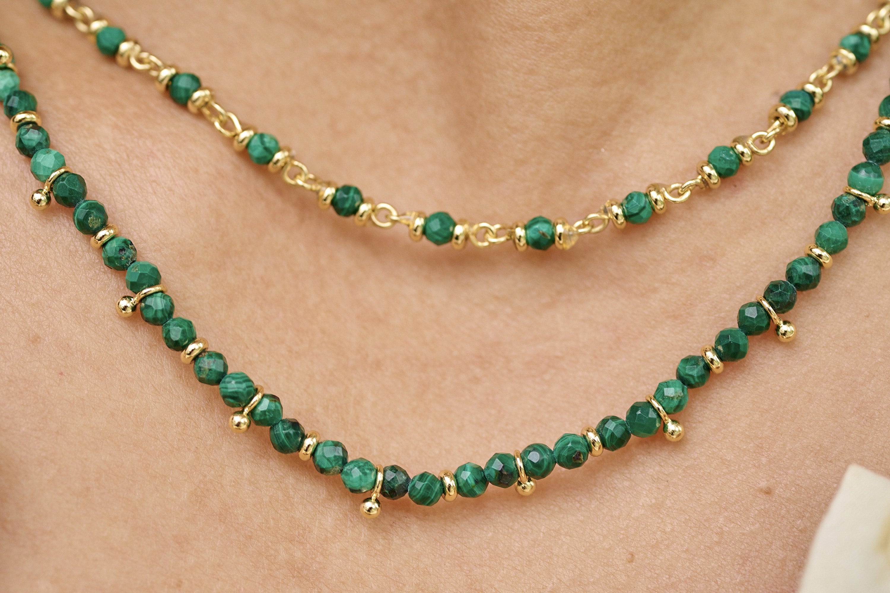 Salus Malachite Gemstone Gold Necklace - Boho Betty