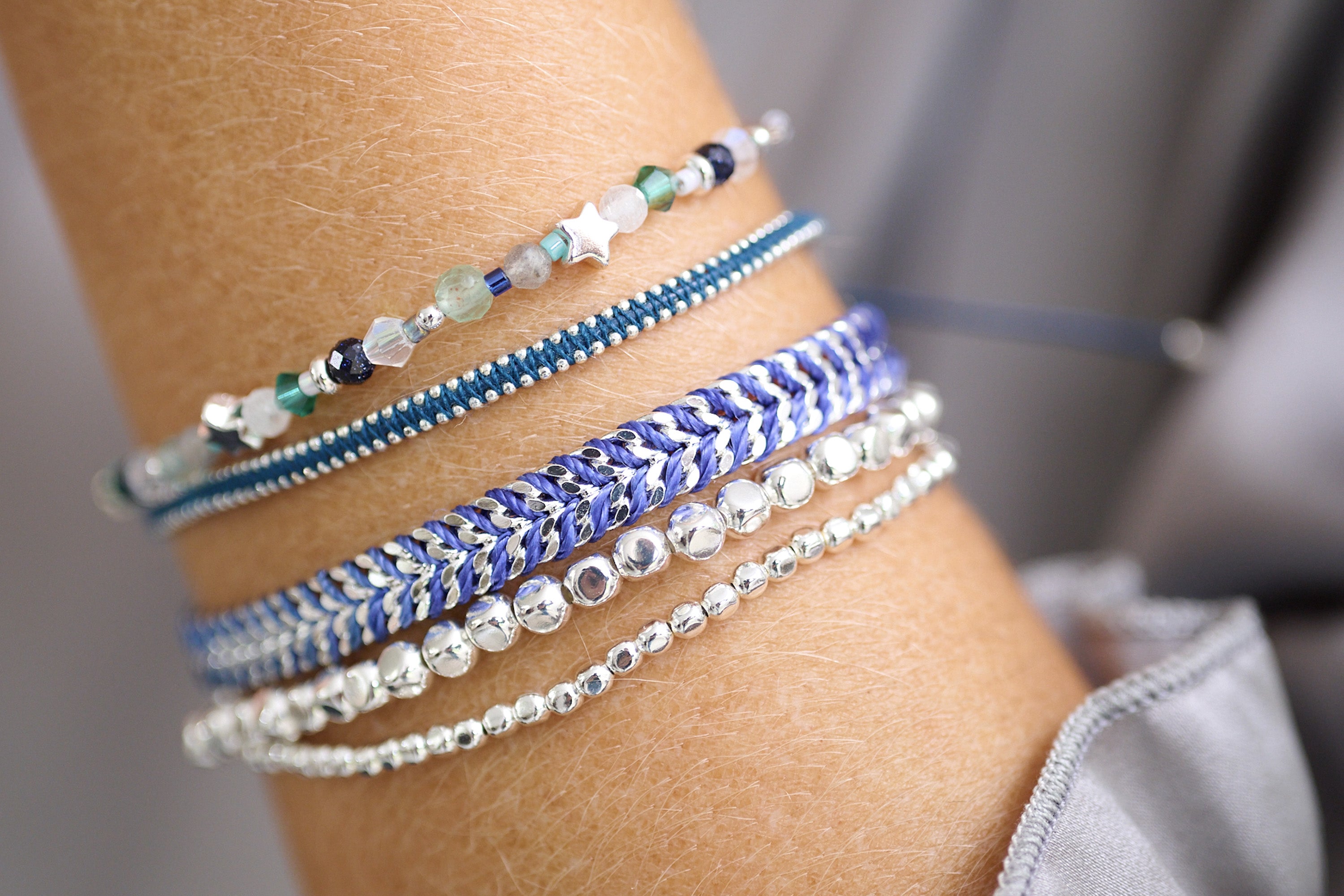 Comet Gemstone Silver Bracelet - Boho Betty