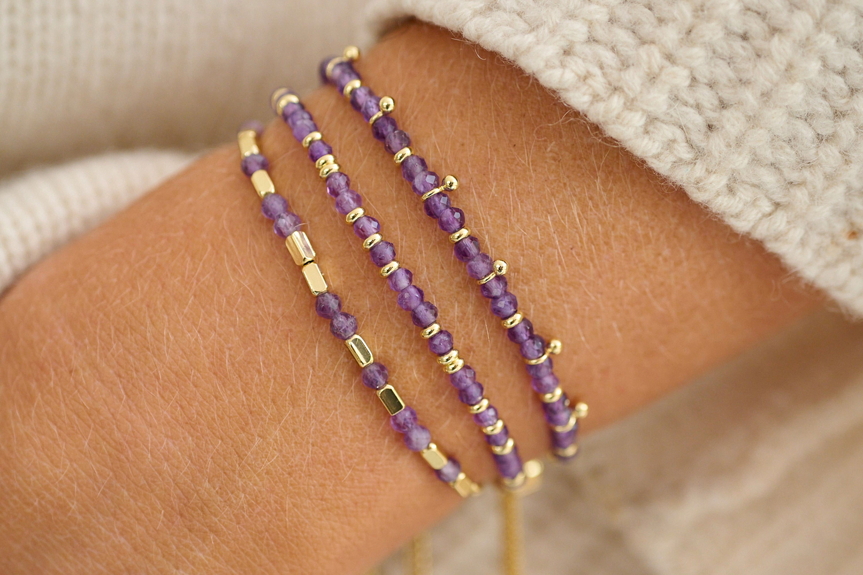 Calming Amethyst Gold Bracelet - Boho Betty