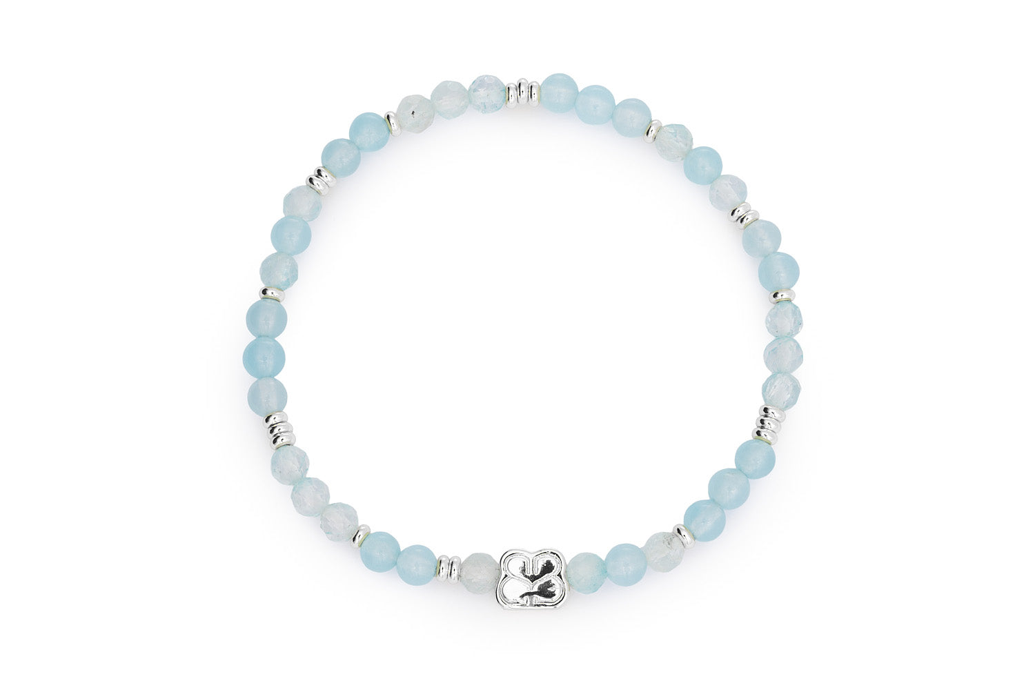 Wonder Silver & Blue Topaz Stretch Bead Bracelet on white background
